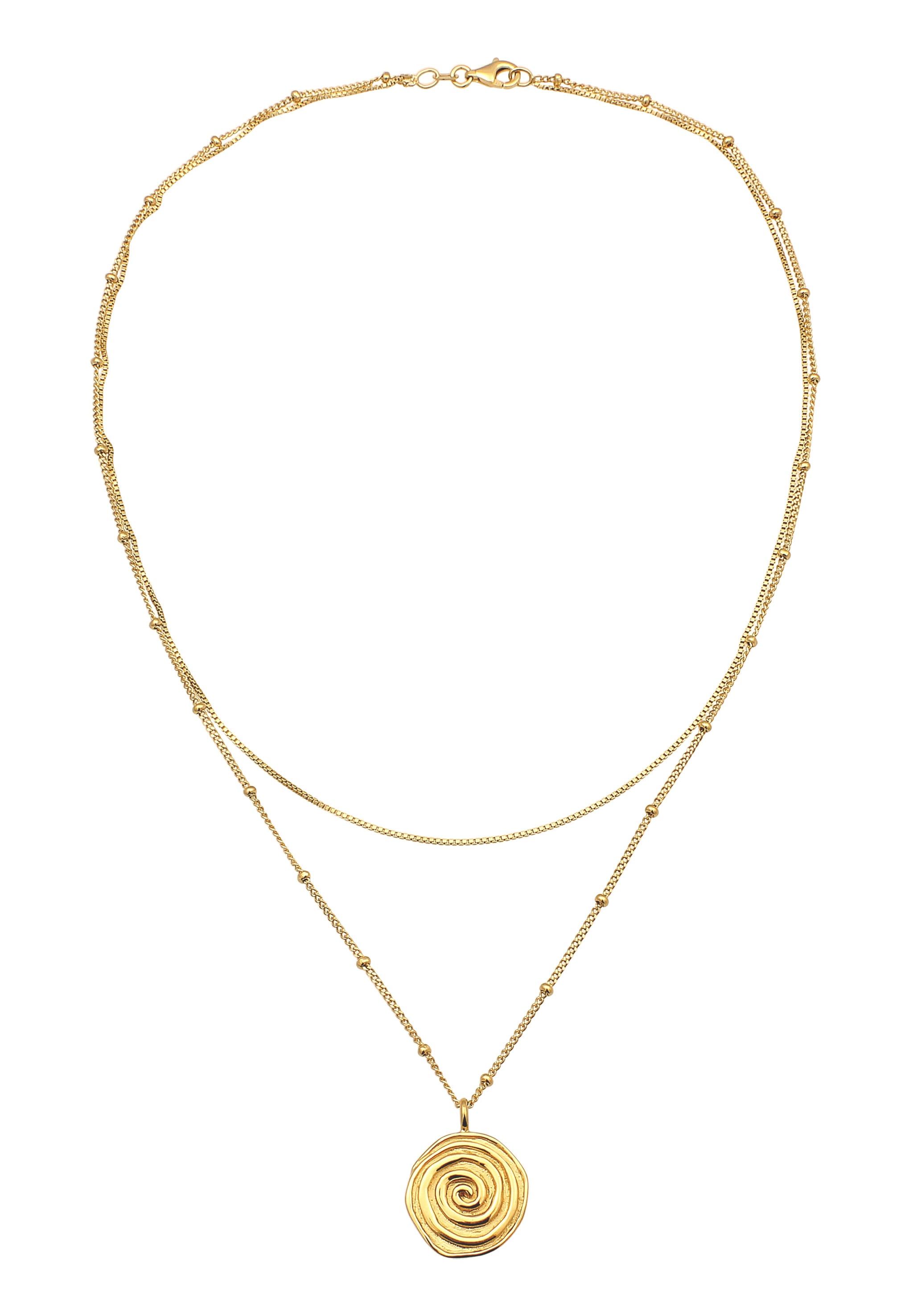 Elli Silberkette »Halskette Layer Plättchen Spirale 925 Sterling Silber vergoldet«