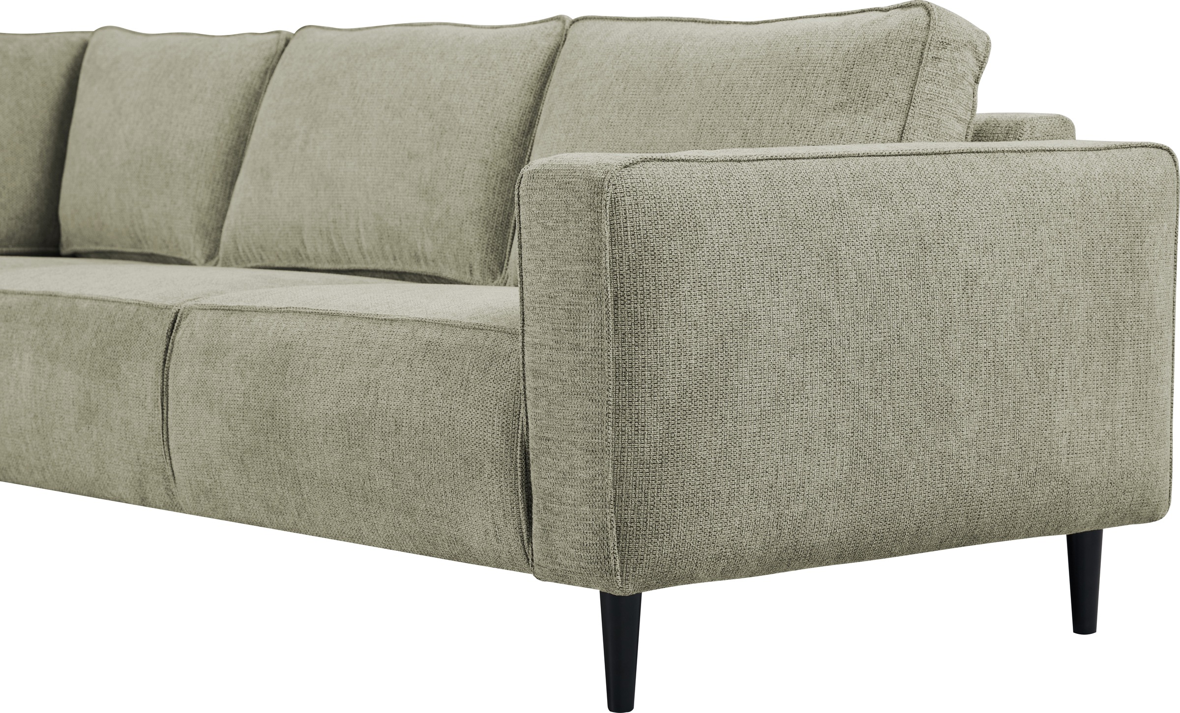 Places of Style Ecksofa »Fumone, Lederoptik oder Soft-Touch Chenille«, Breite 260, mit schwarzen Massivholzfüßen