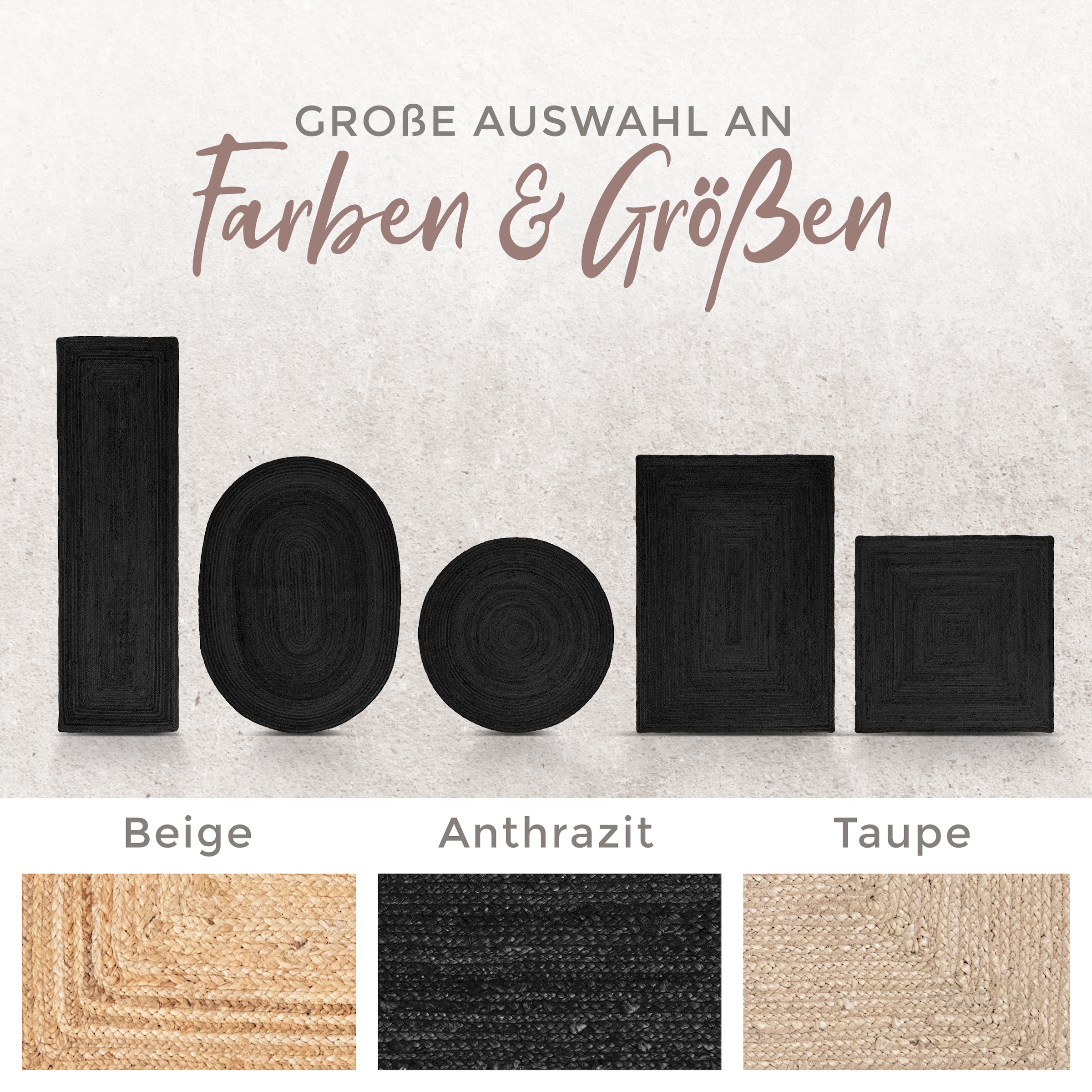 carpetfine Teppich »Nele Juteteppich Naturfaser«, rechteckig, 6 mm Höhe, geflochtener Wendeteppich aus 100% Jute, quadratisch und als Läufer