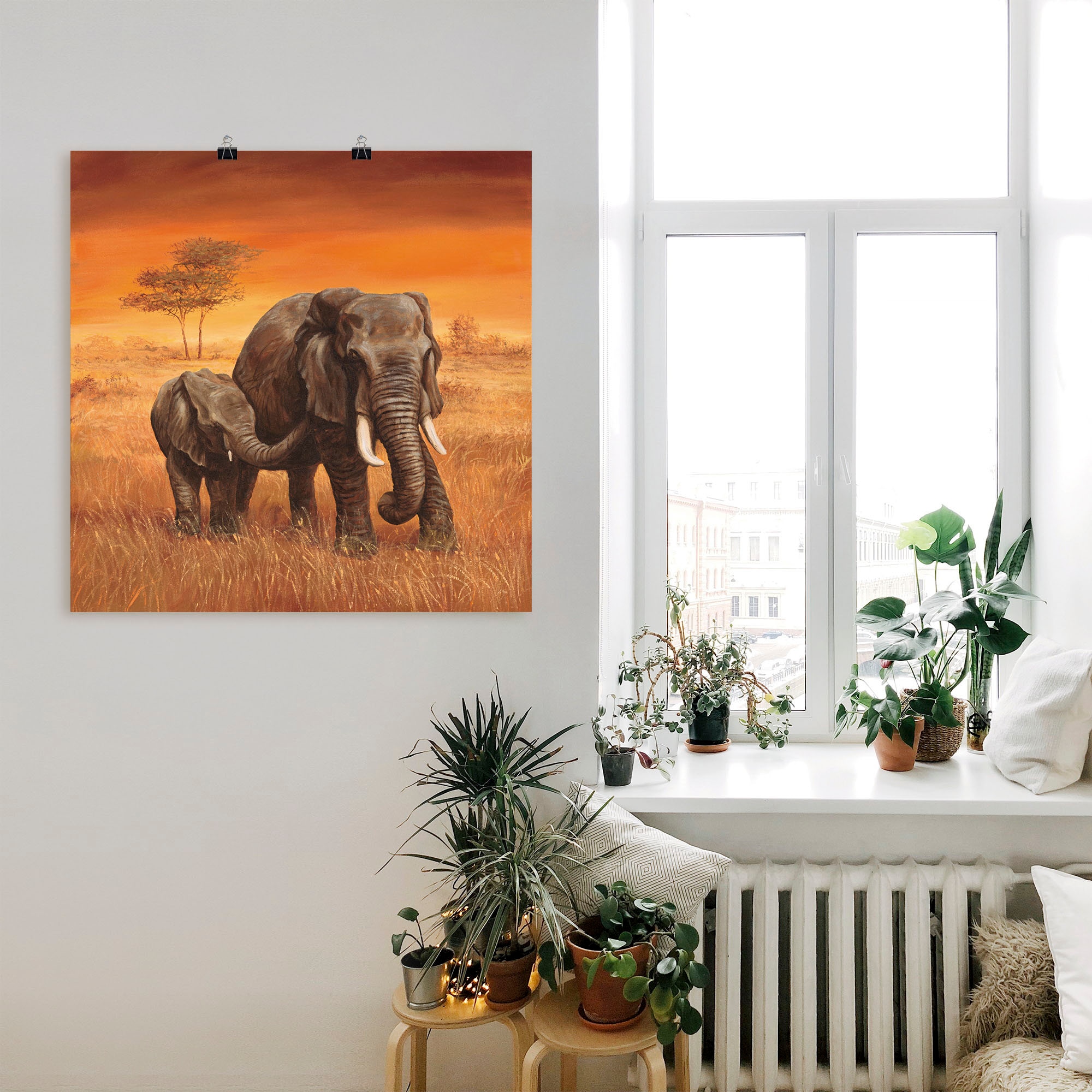 Artland Wandbild »Elefanten II«, Wildtiere, (1 St.), als Alubild, Outdoorbild, Leinwandbild, Poster, Wandaufkleber