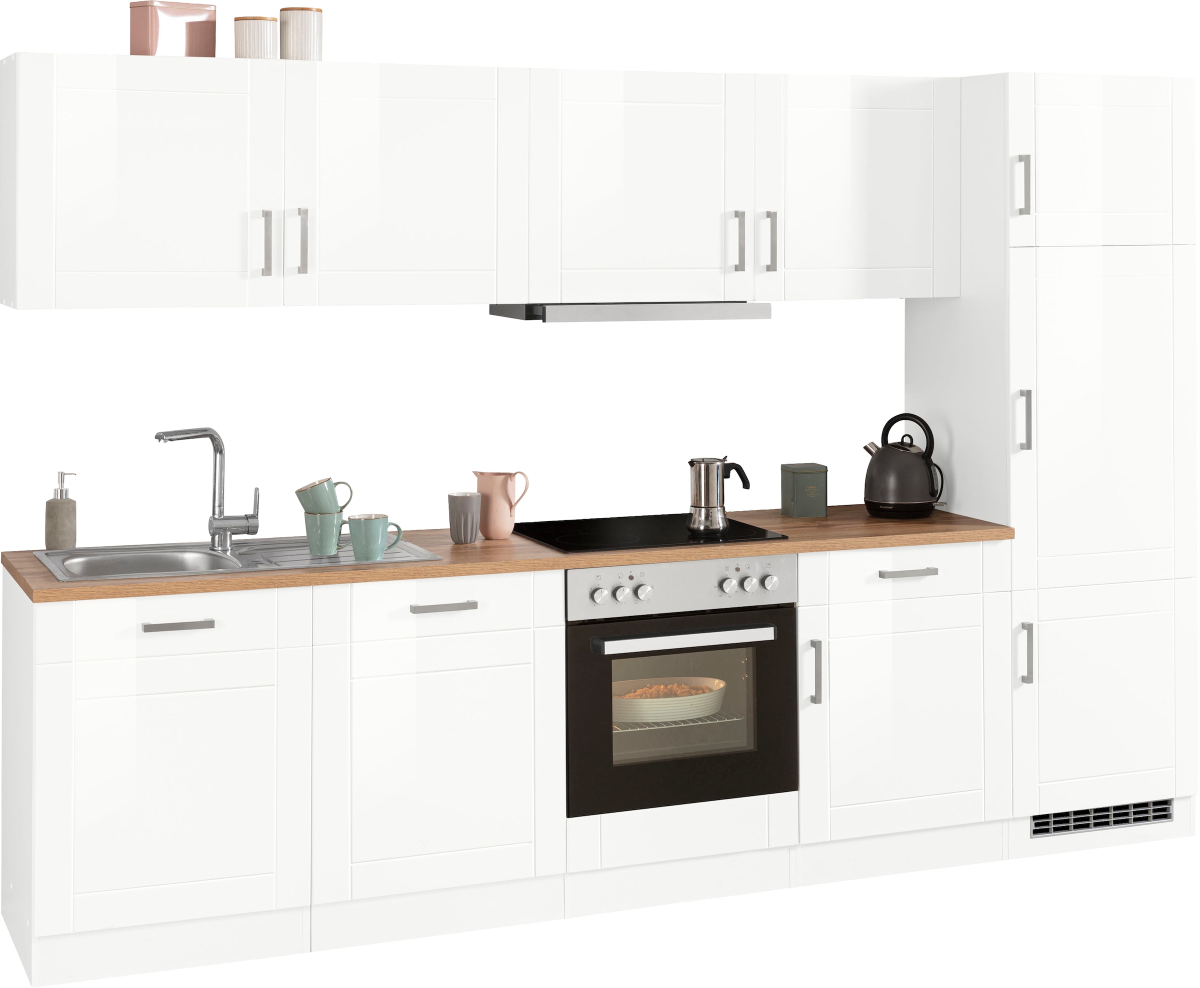 KOCHSTATION Küchenzeile »KS-Tinnum« mit E-Geräten, Breite 300 cm