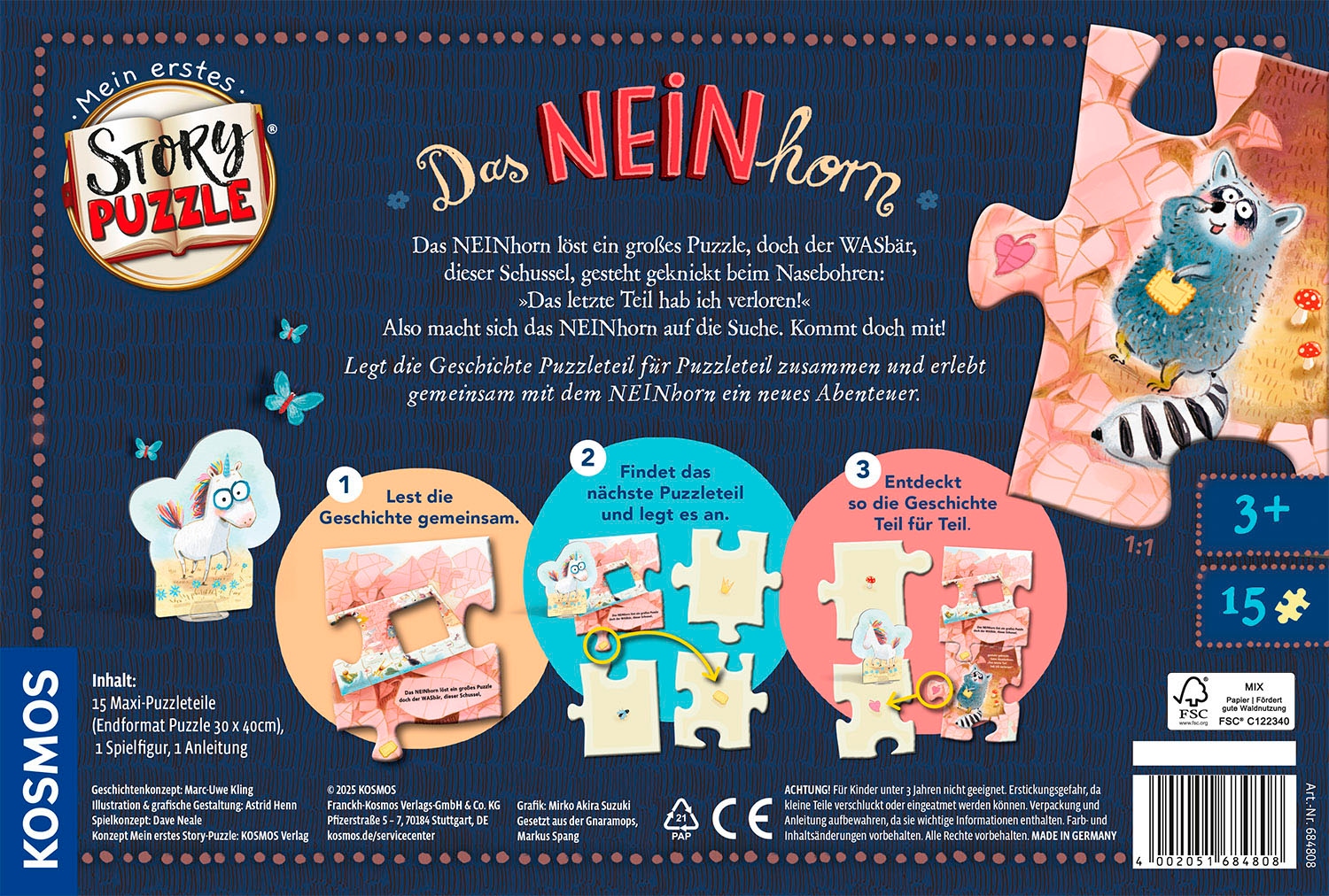 Kosmos Puzzle »Mein erstes Story-Puzzle Das NEINhorn«, Made in Germany
