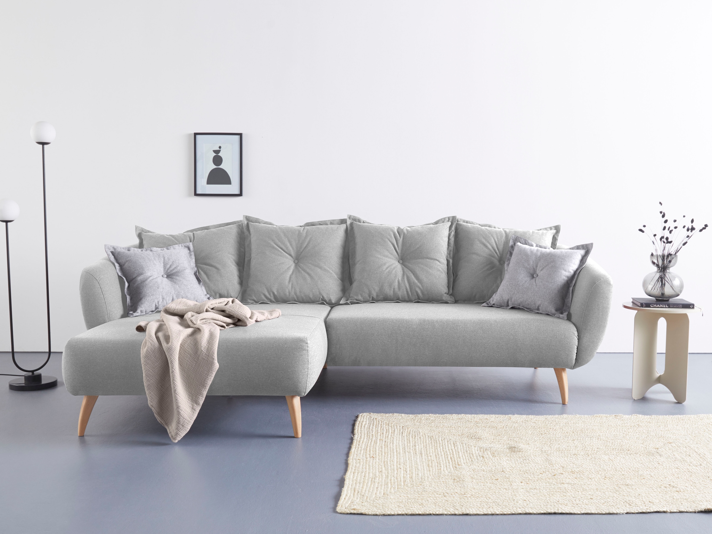 Home affaire Ecksofa »Baggio formschöne Polsterecke, bequem, Breite 277cm, L-Form« Zierkissen inklusive