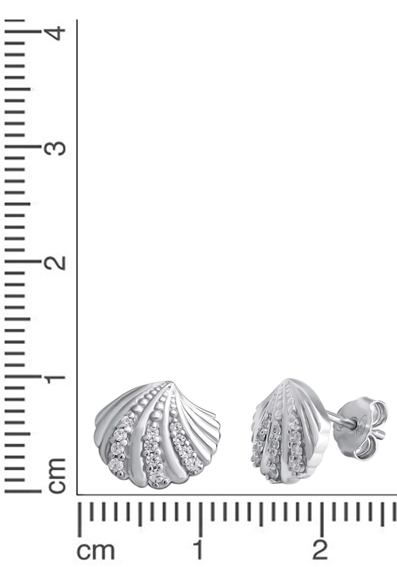 Firetti Paar Ohrstecker »Schmuck Geschenk Silber 925 Ohrschmuck Muschel«, mit Zirkonia (synth.)