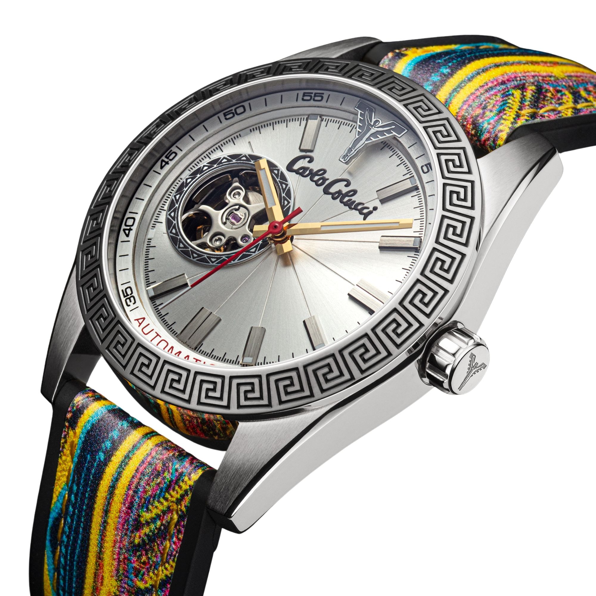 CARLO COLUCCI Automatikuhr Armbanduhr, Herrenuhr, Mechanische Uhr, Silikonarmband, analog