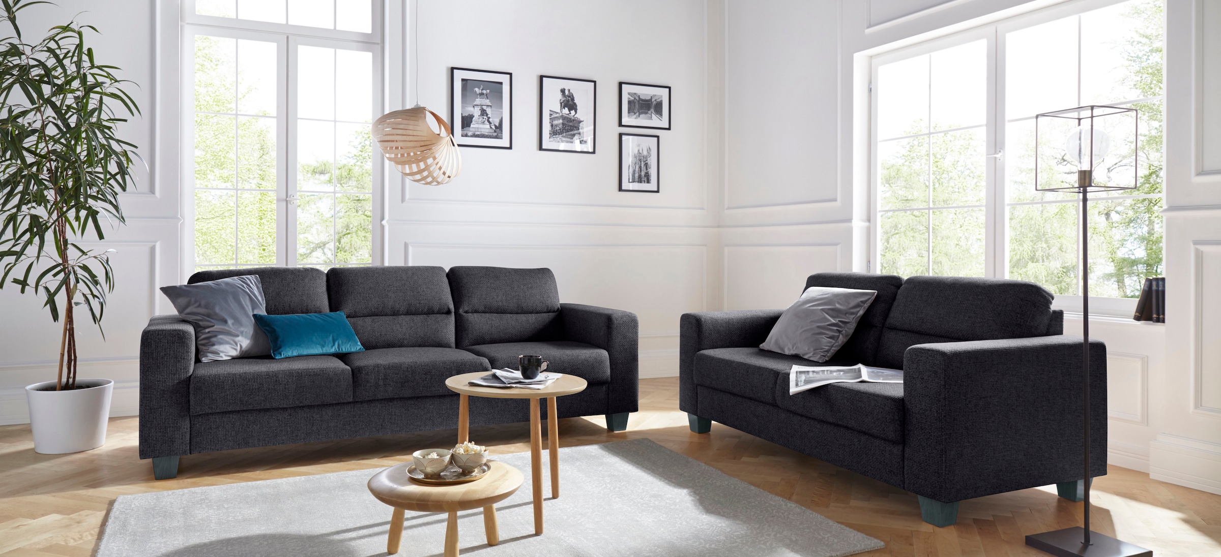 TRENDMANUFAKTUR 3-Sitzer »Chamber mit hohem Sitzkomfort«, in zeitloser Optik, Kopfstützen optional bestellbar