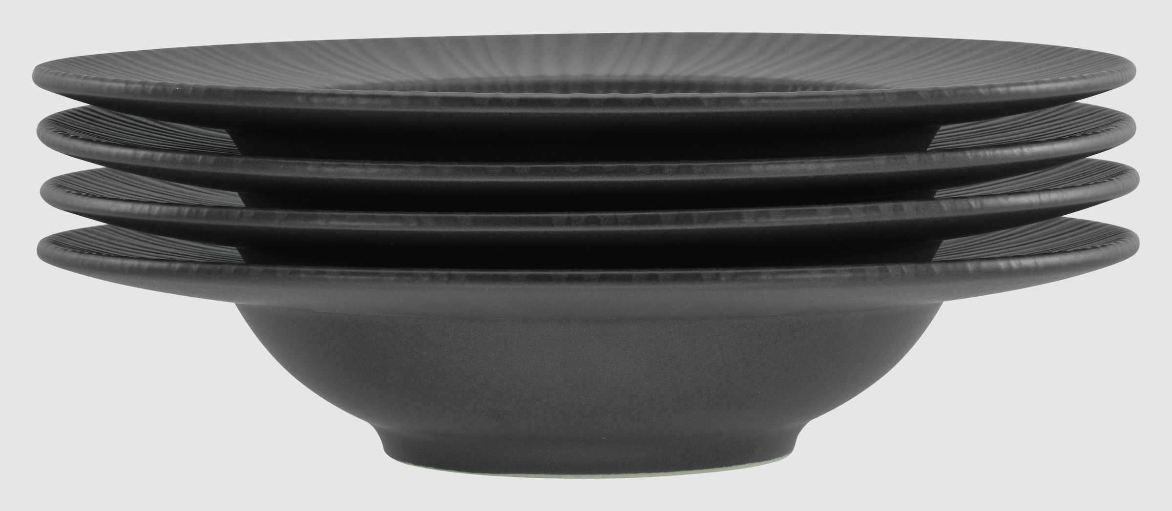 CreaTable Pastateller »Vesuvio Black, Pasta Gourmetteller Set 4-tlg« Seidenmatte Spezialglasur, Ausdruckstarkes Relief