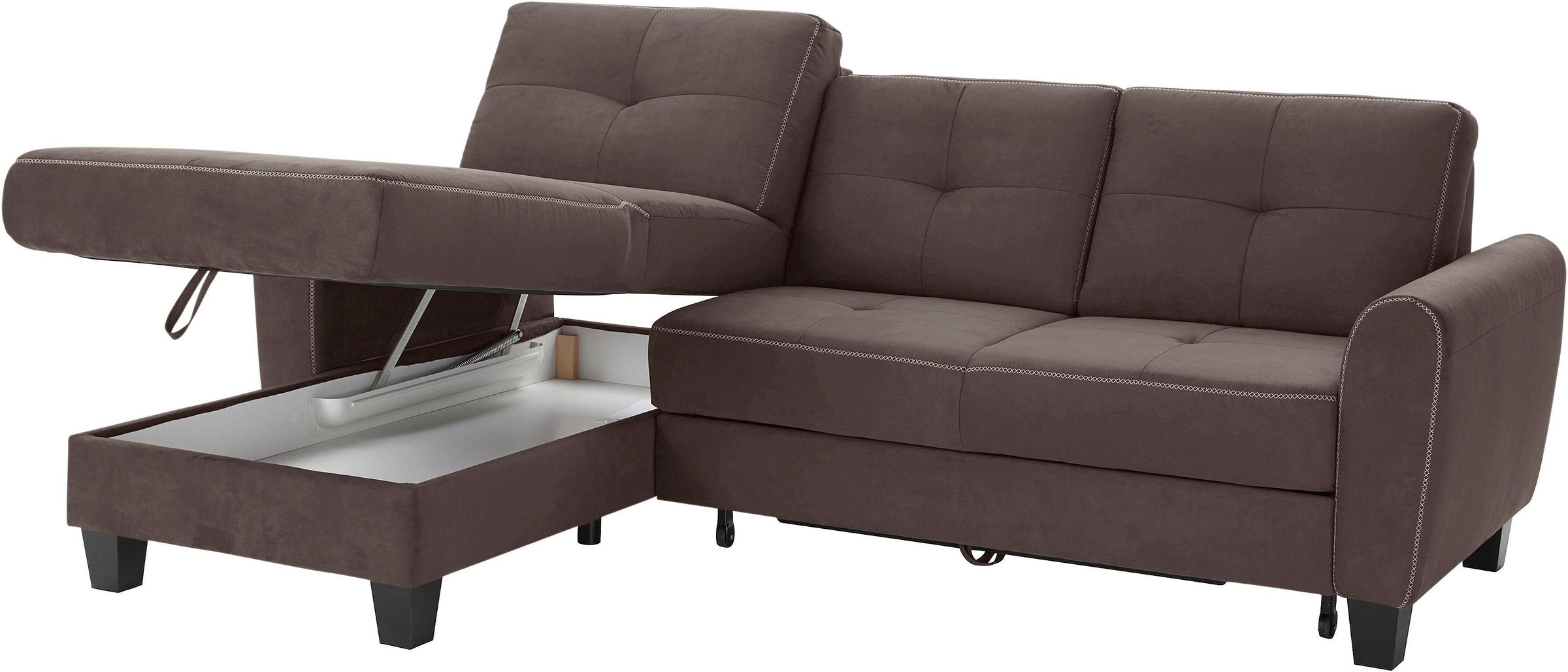 sit&more Ecksofa »Varese L-Form«, mit Federkern, wahlweise mit Bettfunktion und Stauraum