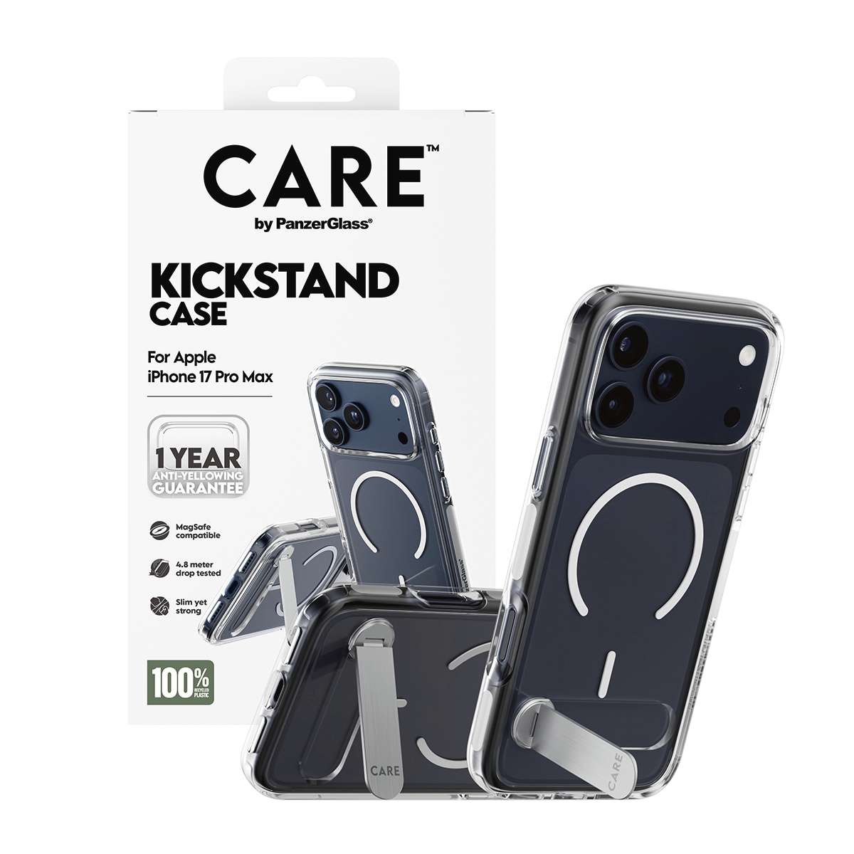 CARE by PanzerGlass Handyhülle »Kickstand Case für Apple iPhone 17 Pro Max« Apple iPhone 17 Pro Max Backcover, Schutzhülle, Handyschutzhülle, Case, Schutzcase, stoßfest