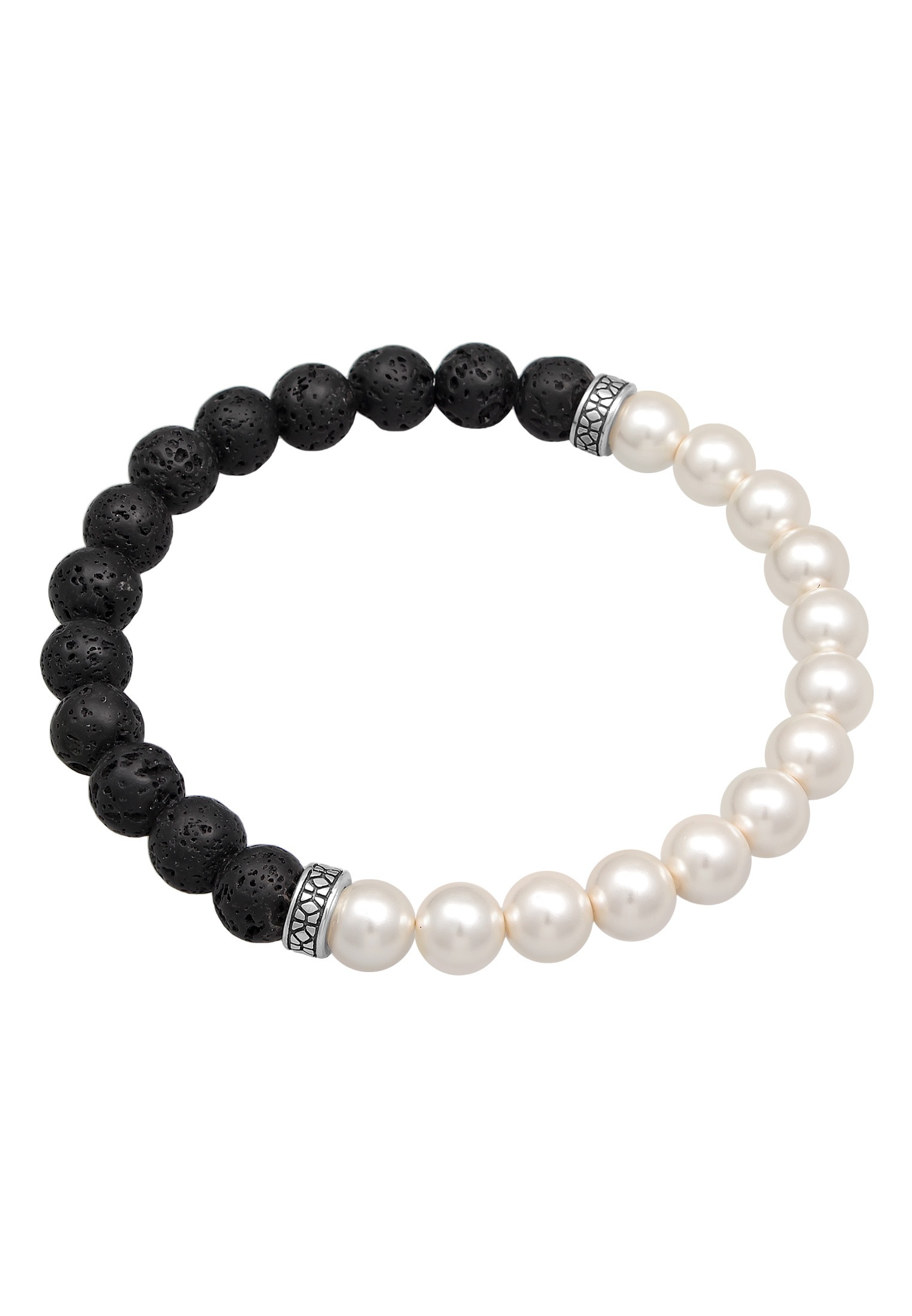 Kuzzoi Armkette »Armband Lava Perlen Bead Steinarmband 925 Silber«