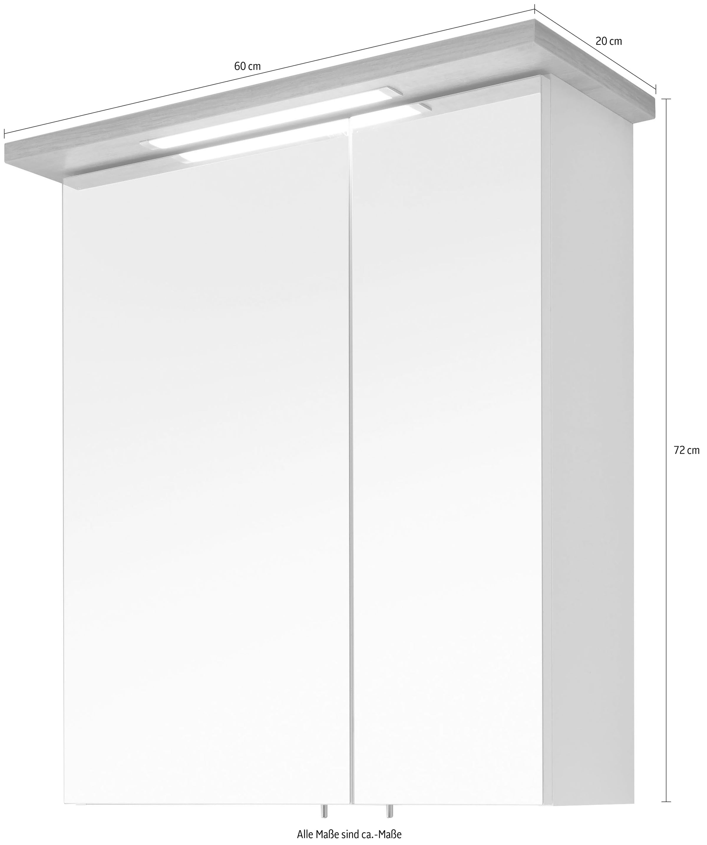 PELIPAL Spiegelschrank »Quickset Steckdosenbox 2-türig, bestellen 923/947«, cm, LED-Beleuchtung, OTTO bei 60 eingelassene Breite
