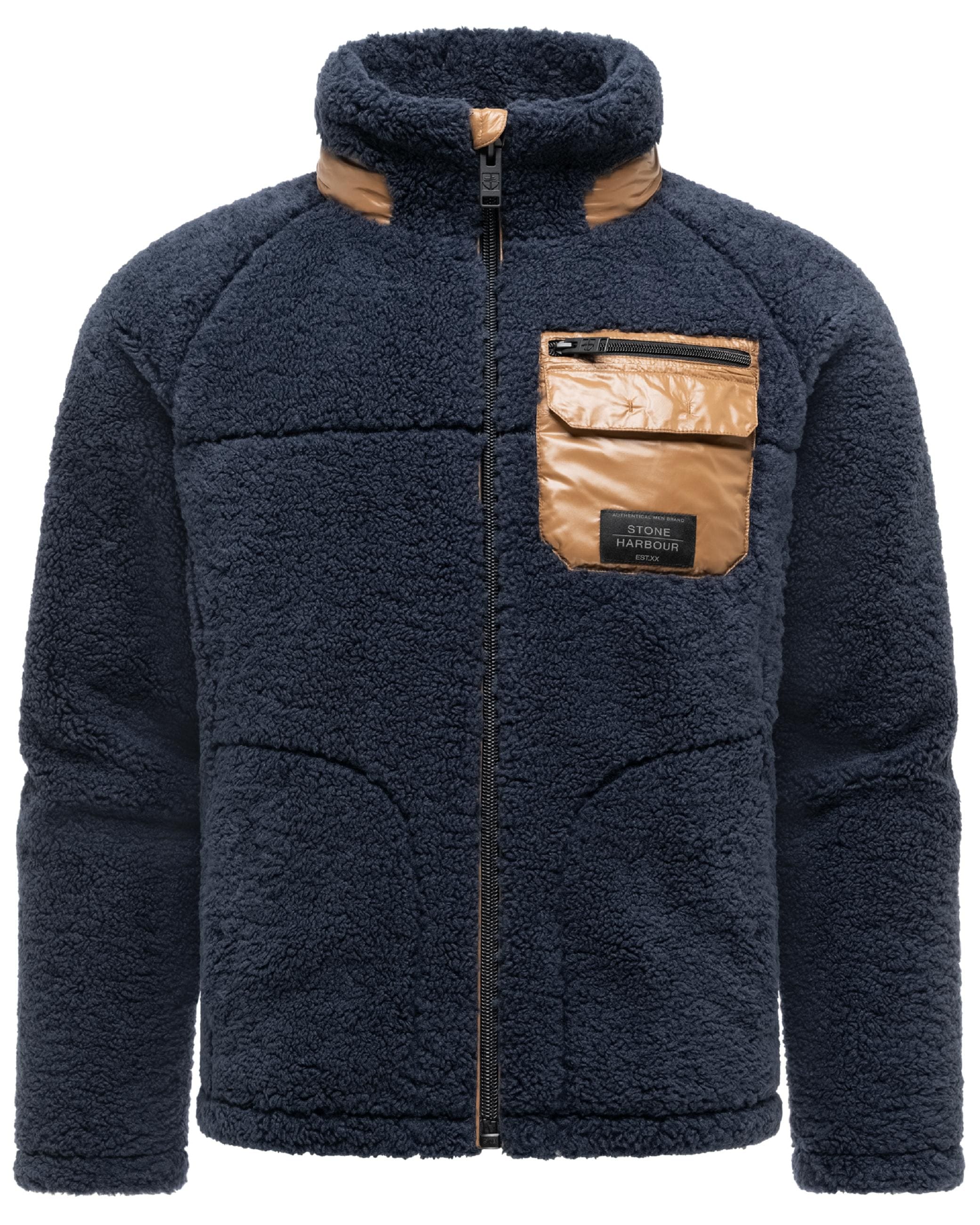 Stone Harbour Plüschjacke »Plüschjacke Sorees XX« ohne Kapuze Warme Herren Winterjacke aus weichem Teddy-Fleece