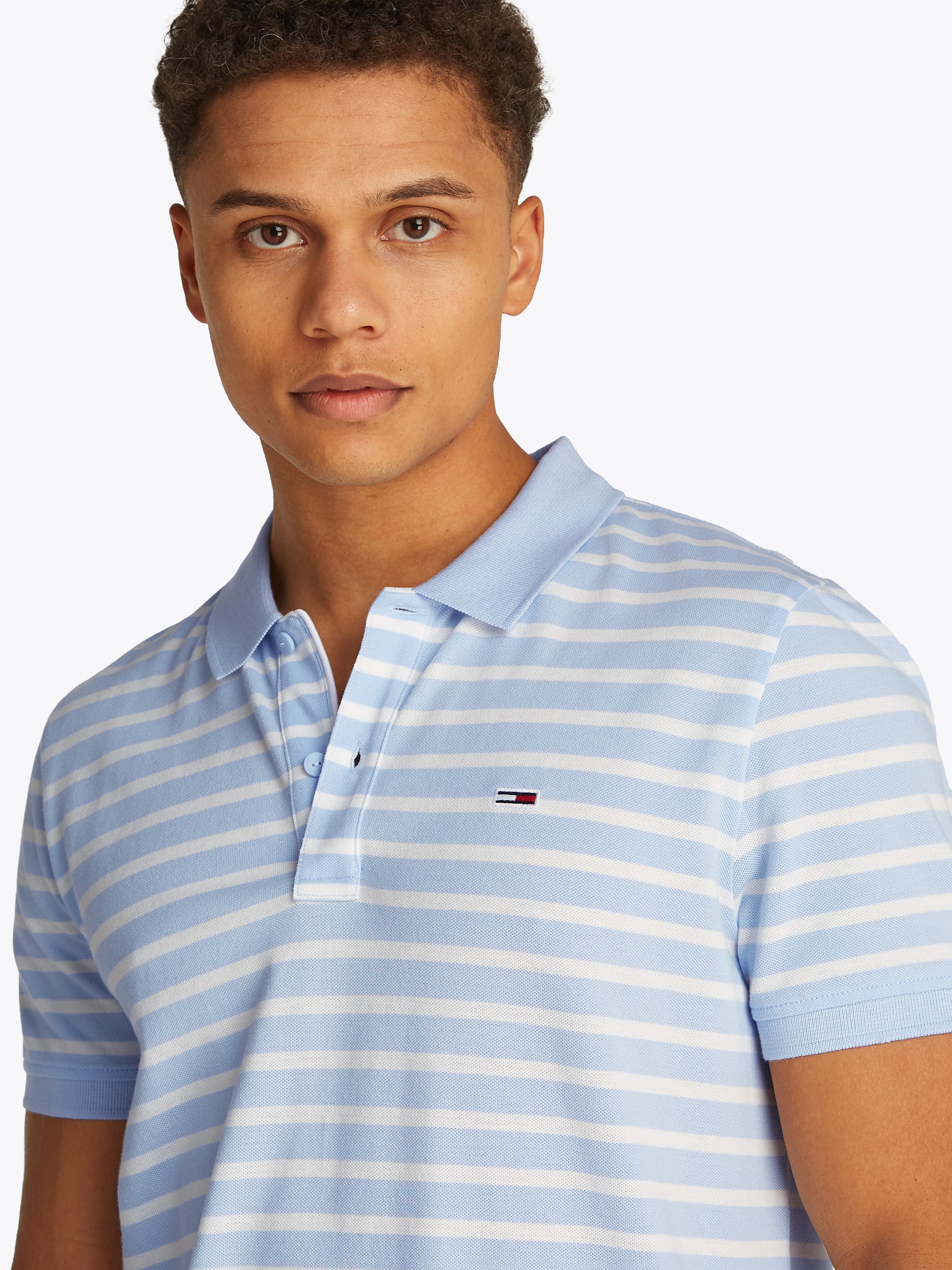 Tommy Jeans Poloshirt »TJM SLIM PLACKET POLO EXT«, modisch geringelt