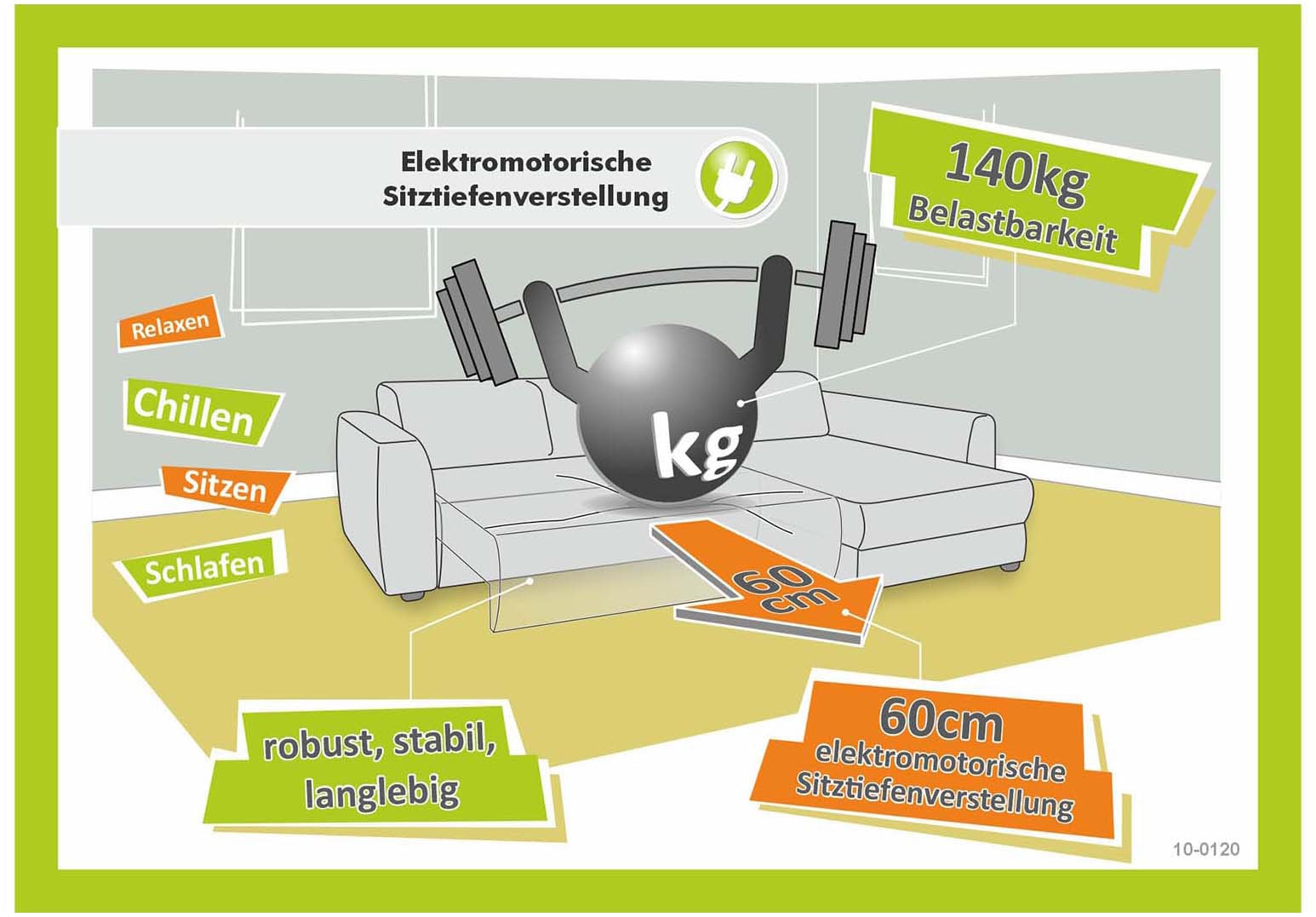 Jockenhöfer Gruppe Ecksofa »Uno, L-Form, 140kg Belastbarkeit je Sitzplatz«, elektromotorische Sitztiefenverstellung,USB-Ladeports,mit Kopfstützen