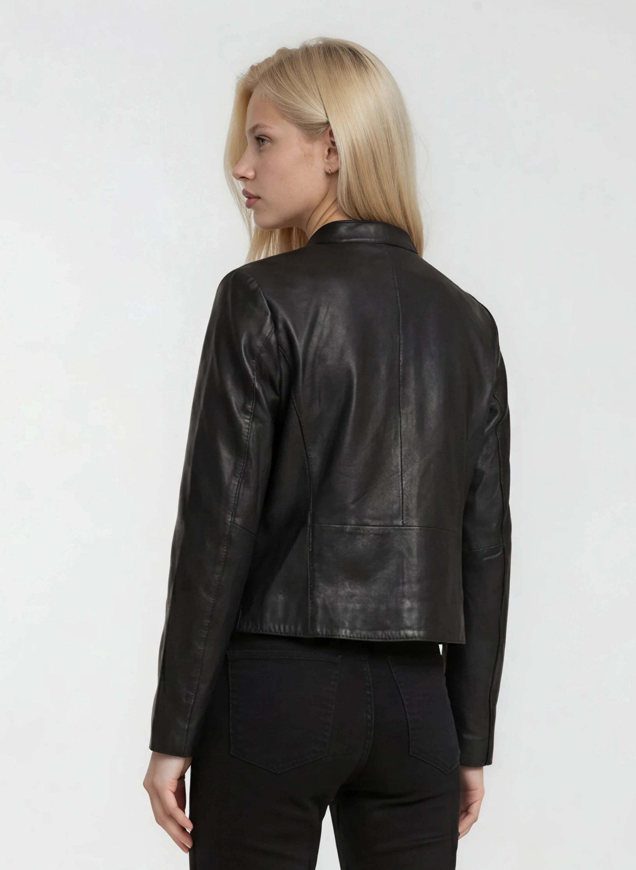 trueprodigy Lederjacke »Kami Schlichte Lederjacke mit Stehkragen und Reißverschluss« ohne Kapuze