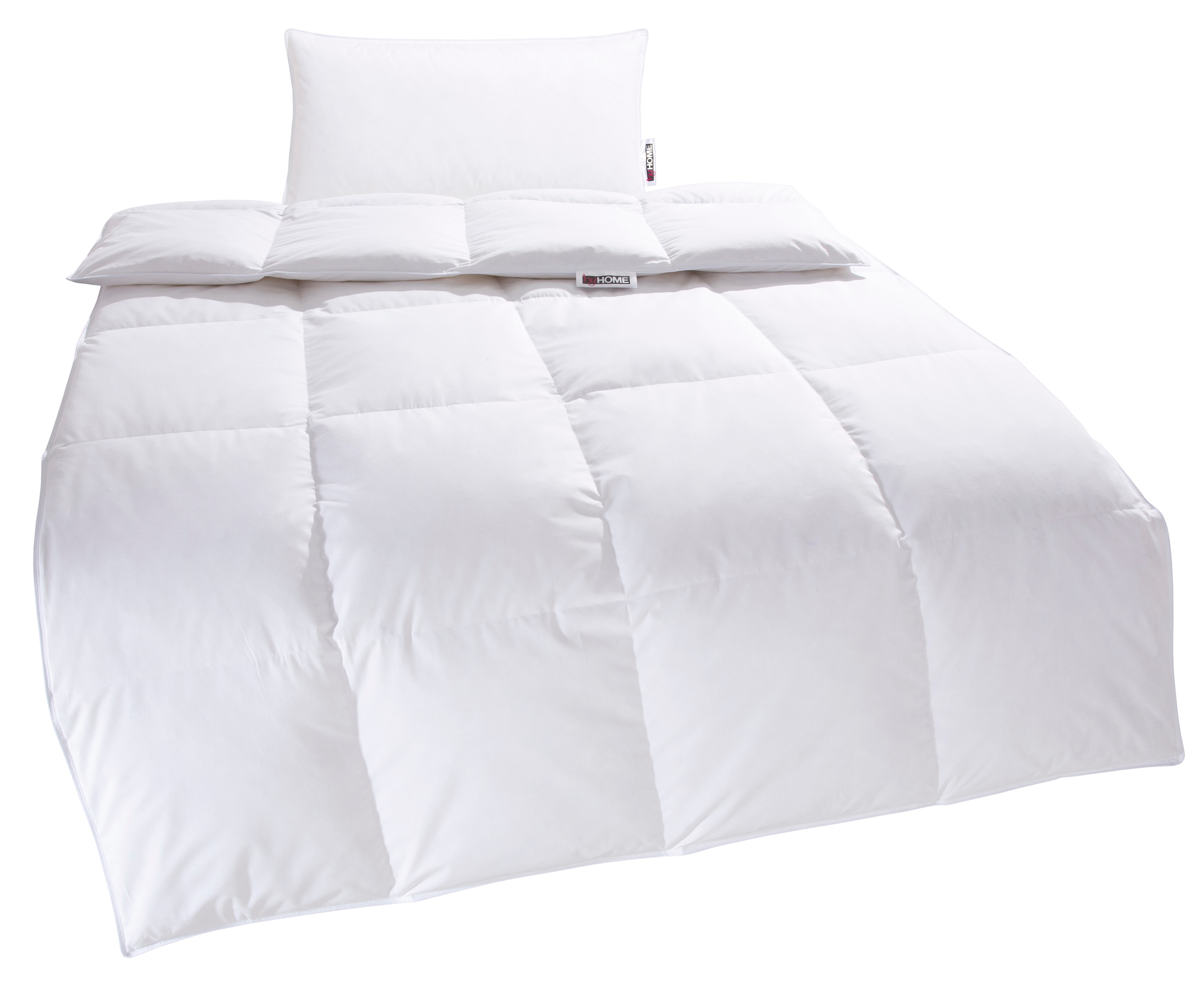 my home Kassettenbett + Kopfkissen »RINA, Bettdecke in 135x200 & 155x220 cm, 2-tlg.« Set mit Kissen 40x80 cm, 80x80 cm für Herbst, Winter, Made in Germany