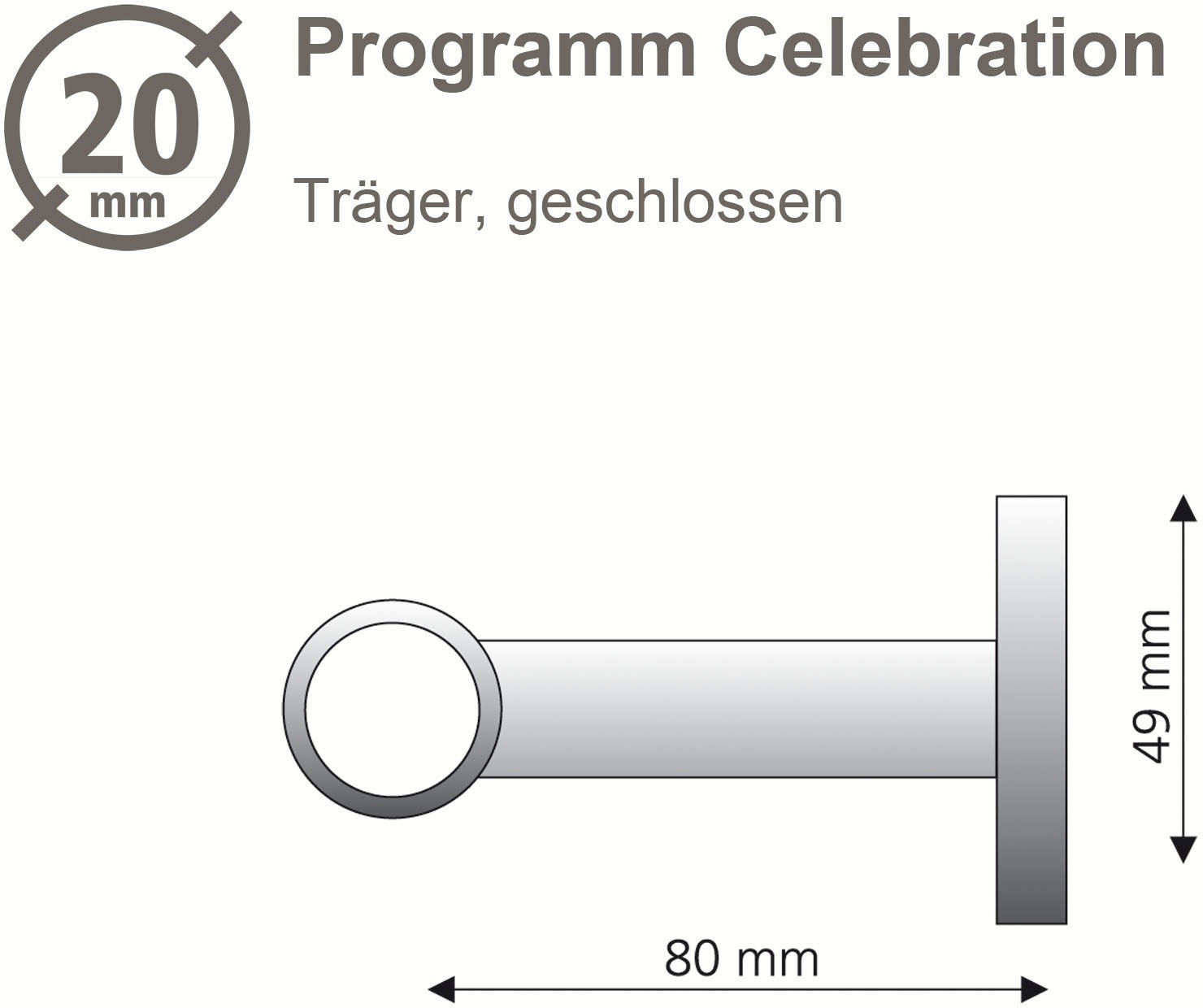 Liedeco Wandträger »Träger, Wandträger 1-läufig für 20 mm Stangen "Celebration"«