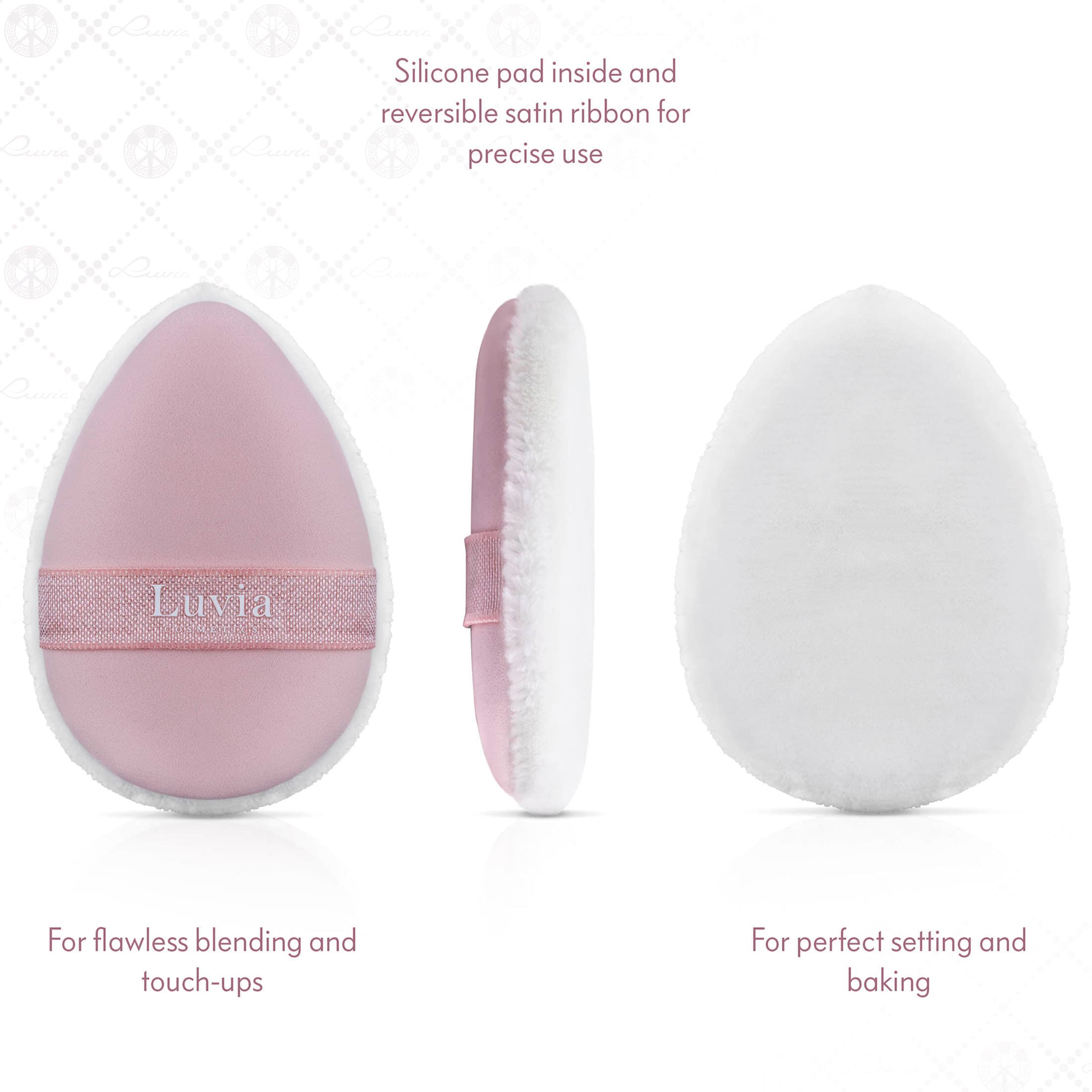 Luvia Cosmetics Puderquaste »The Puffys - Duo Puff Kit - Elegance/Candy«, (Spar-Set, 2 tlg., Set aus Puderquaste und Kosmetikschwamm Pad), Das ultimative Duo für ein perfektes Finish