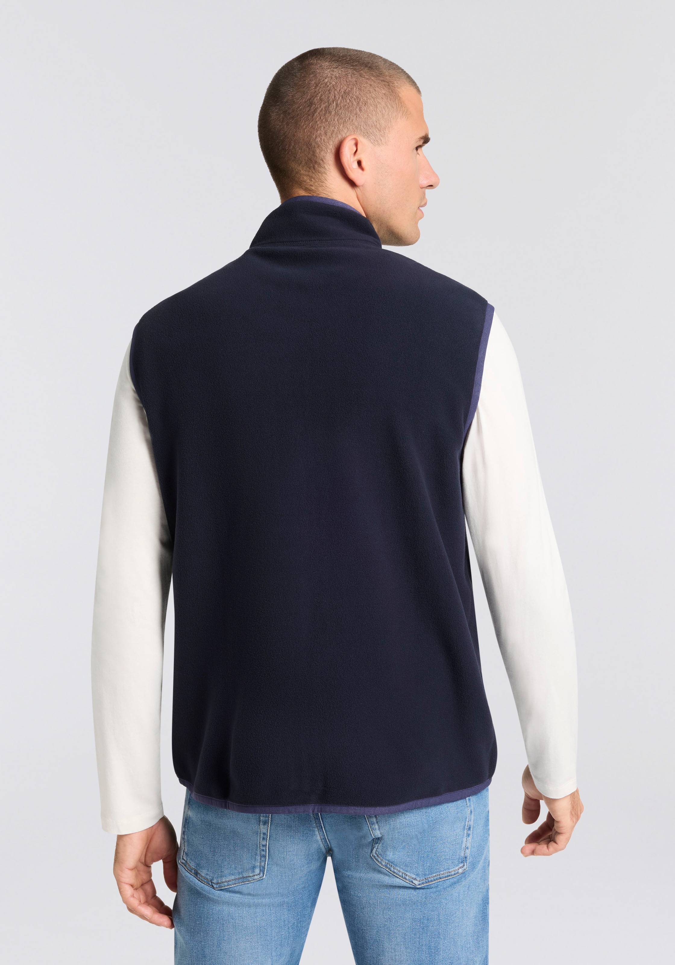 Gant Fleeceweste Stehkragen, Brusttasche mit Logo-Stickerei