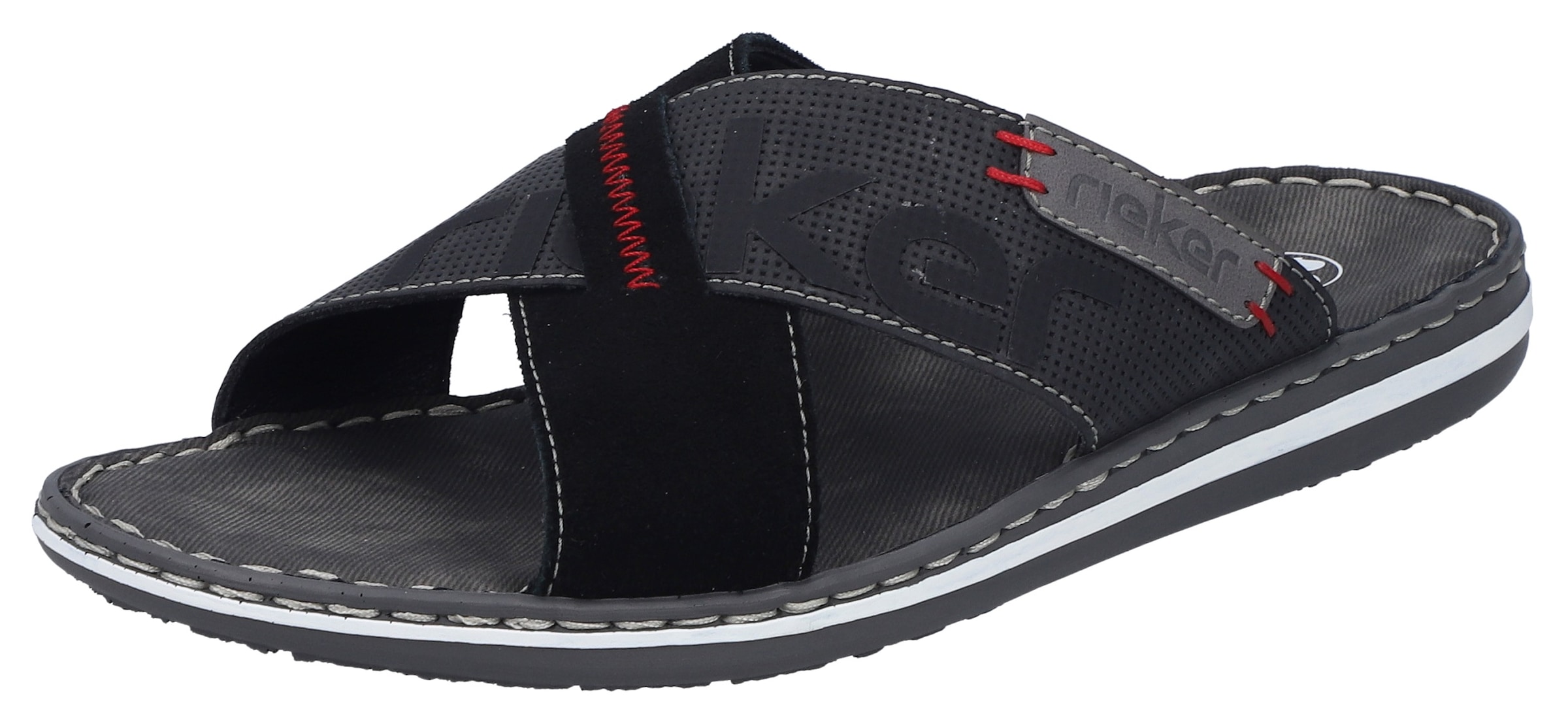 Rieker Pantolette  Sommerschuh, Schlappen, Poolslides, mit Kontraststeppung