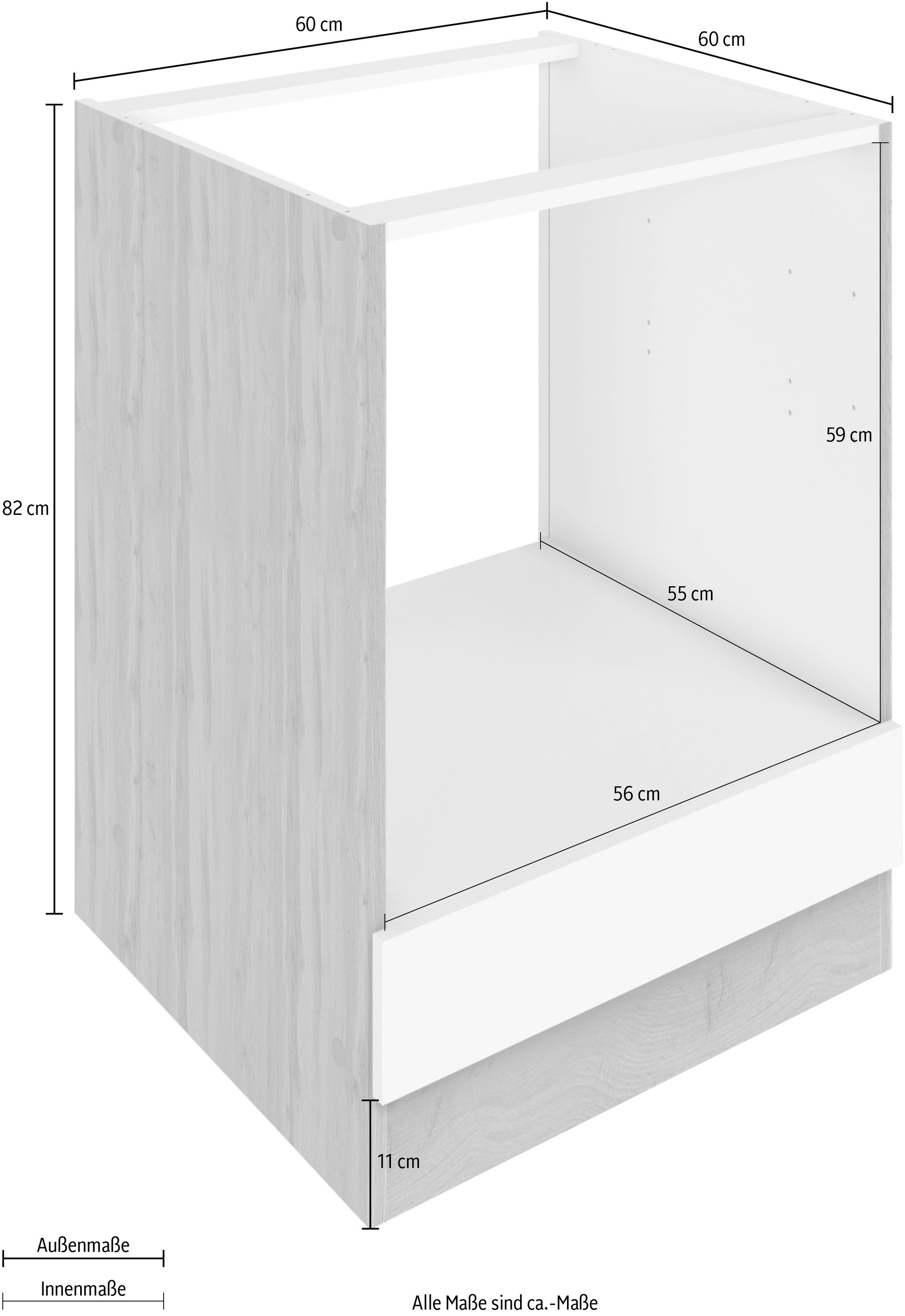 KOCHSTATION Herdumbauschrank »KS-Luhe« 60 cm breit