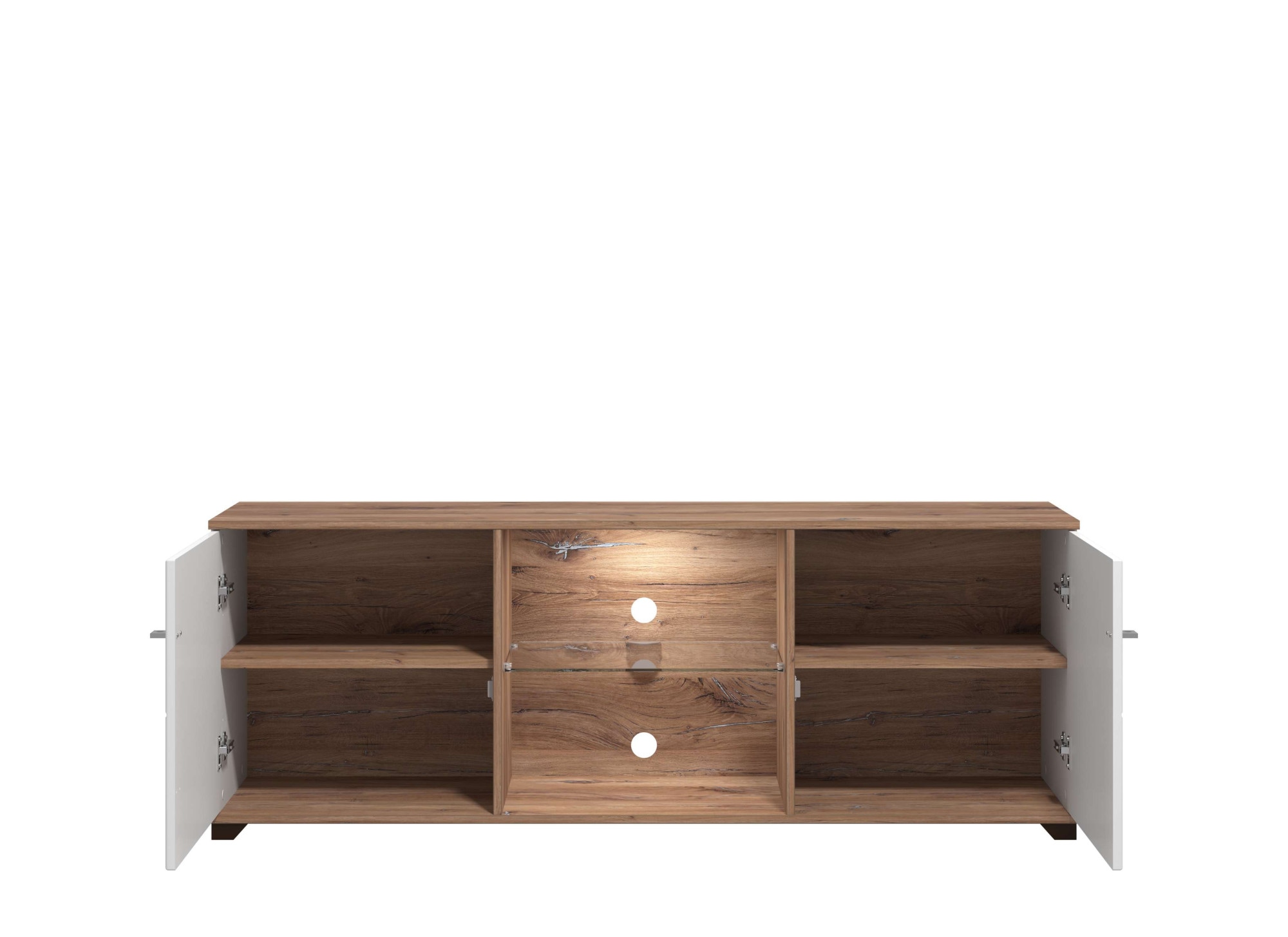 INOSIGN TV-Board »Burgundy Lowboard, TV-Schrank, TV-Ständer, Hochglanzfonten«, Hochglanzfronten und eine Innenausstattung in Flagstaff Eiche