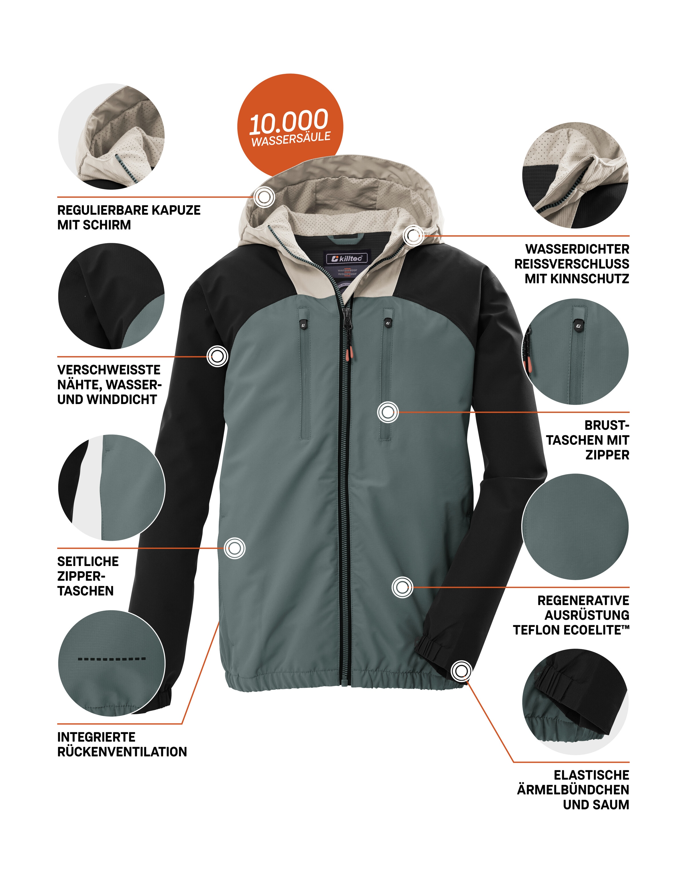 Killtec Funktionsjacke »KOS 148 BYS JCKT« Wind- und wasserdichte Kinderjacke mit Colorblock-Design