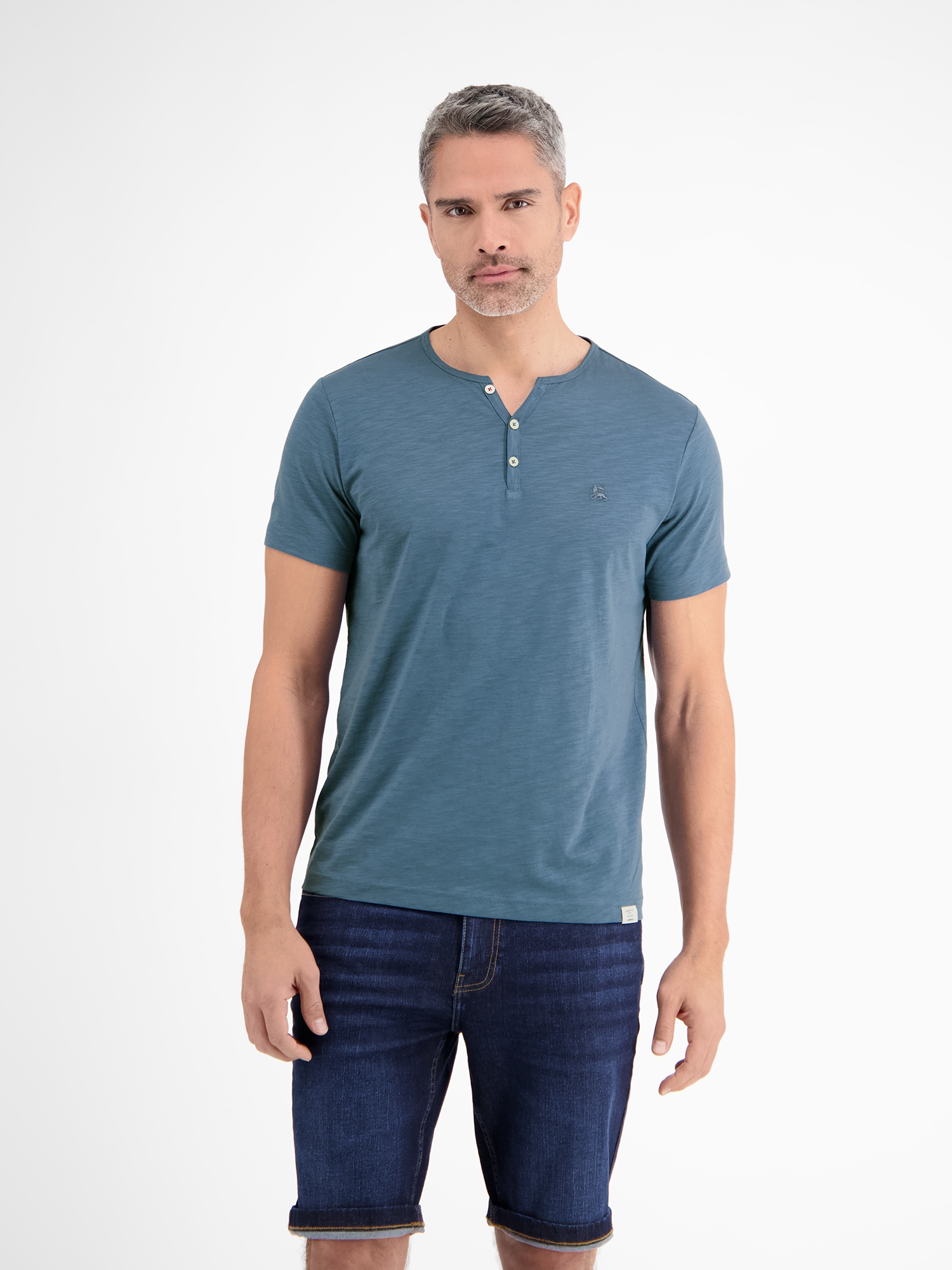 LERROS Henleyshirt »LERROS Serafino-Shirt in unifarbener Strukturware«
