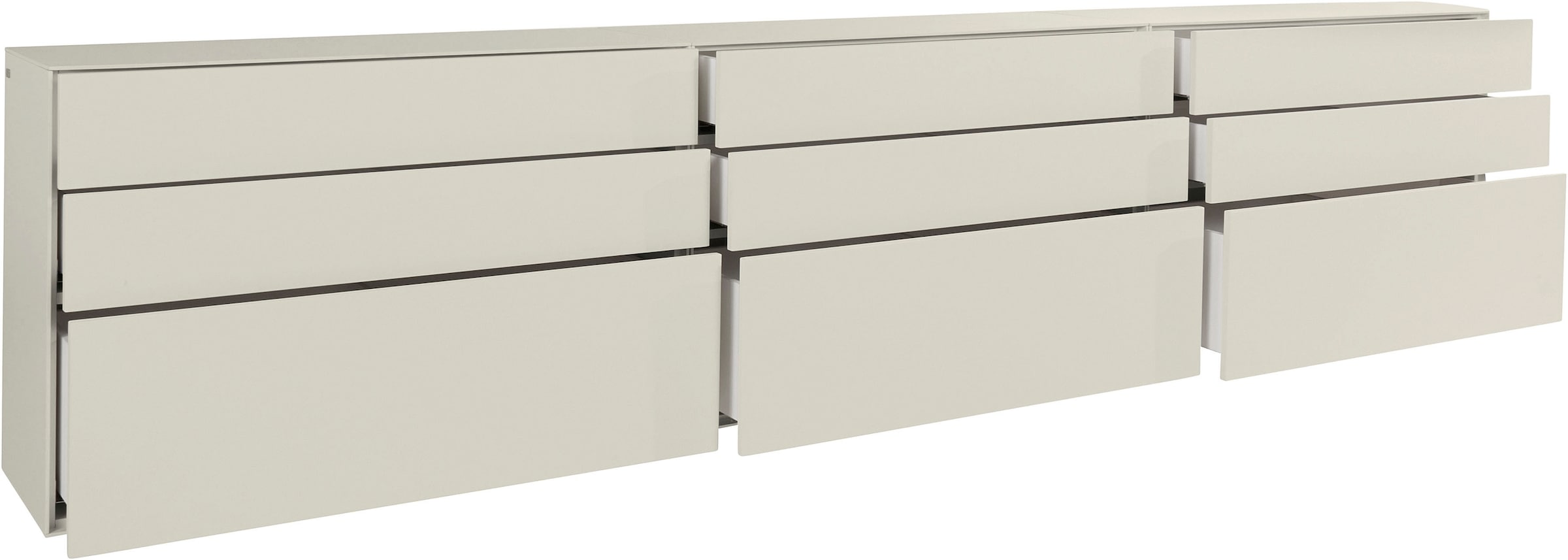 LeGer Home by Lena Gercke Sideboard »Essentials«, (3 St.), Breite: 335cm, MDF lackiert, Push-to-open-Funktion