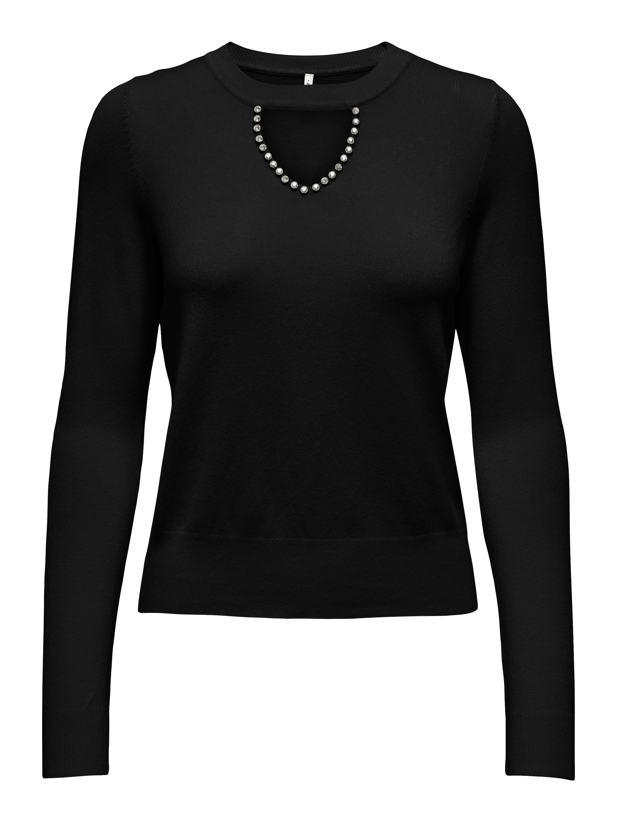 ONLY Rundhalspullover »ONLVENICE LIFE LS PEEKABOO BLING CC KNT«