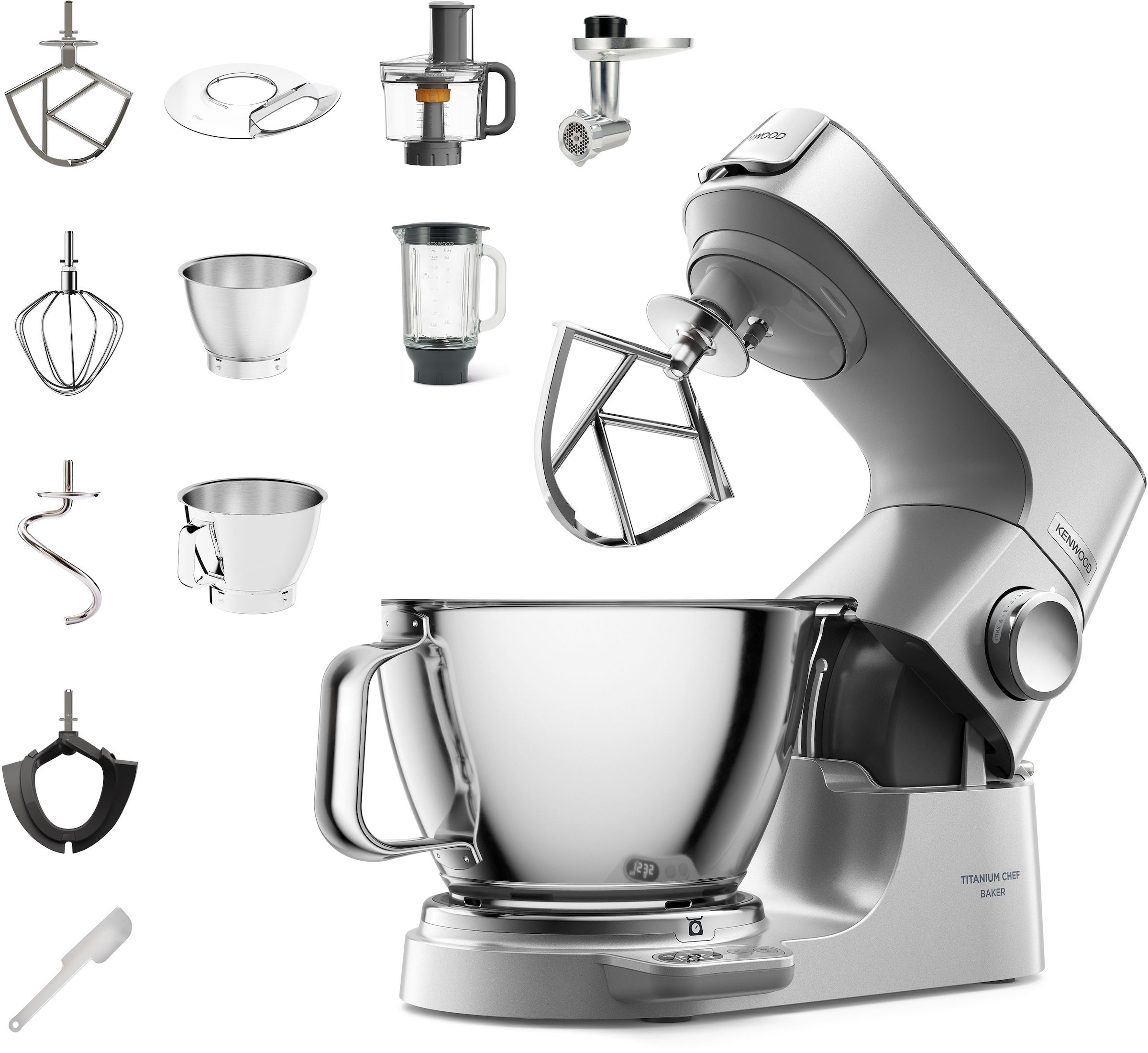 KENWOOD Küchenmaschine »Titanium Chef Baker KVC85.594SI«, inkl. umfangreiches Zubehör, mit integrierter EasyWeigh Waage