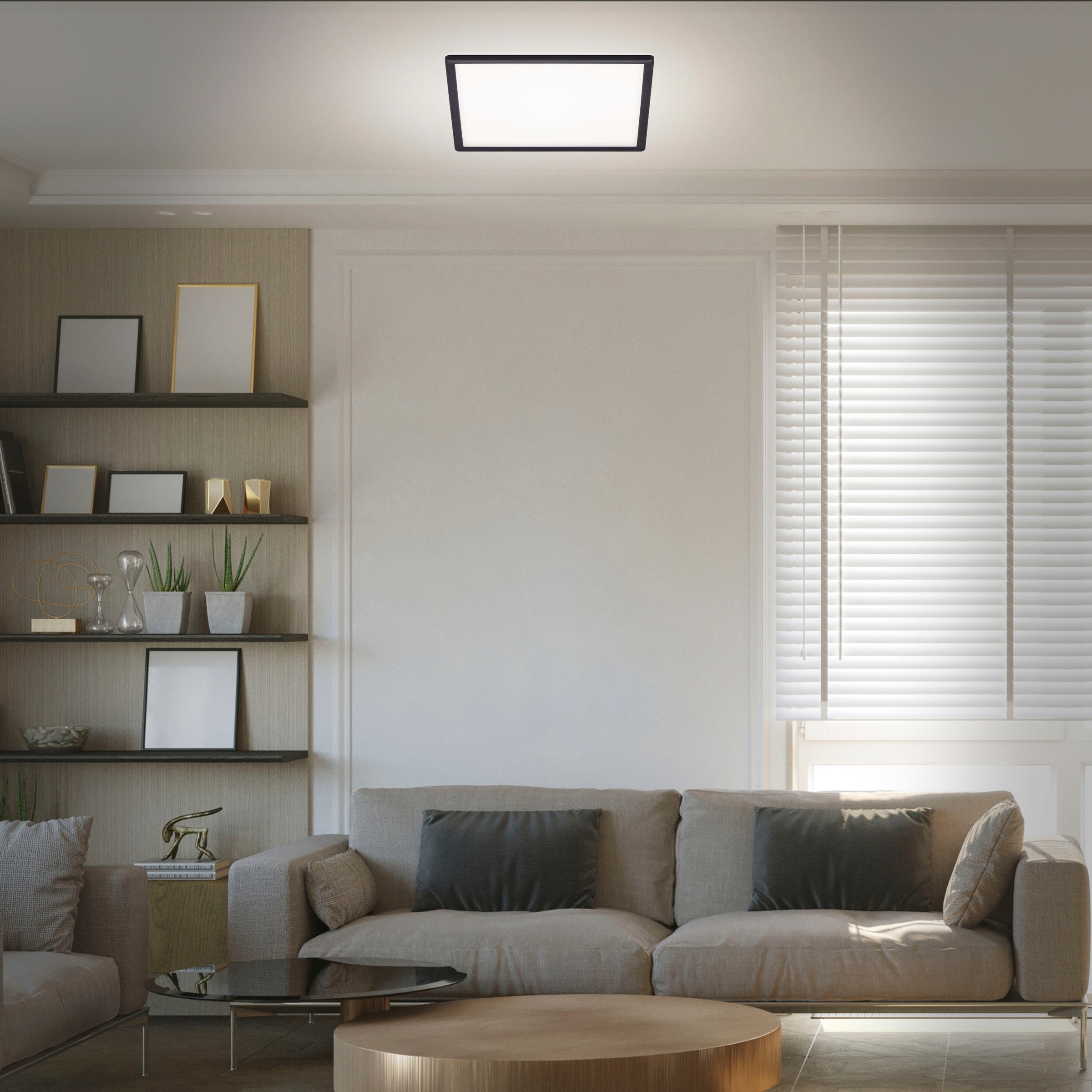 Briloner Leuchten LED Panel »7158415 SLIM«, Leuchtmittel LED-Board | LED fest integriert, Deckenlampe, 42x42x2,9cm, Schwarz, 22W, Wohnzimmer, Schlafzimmer