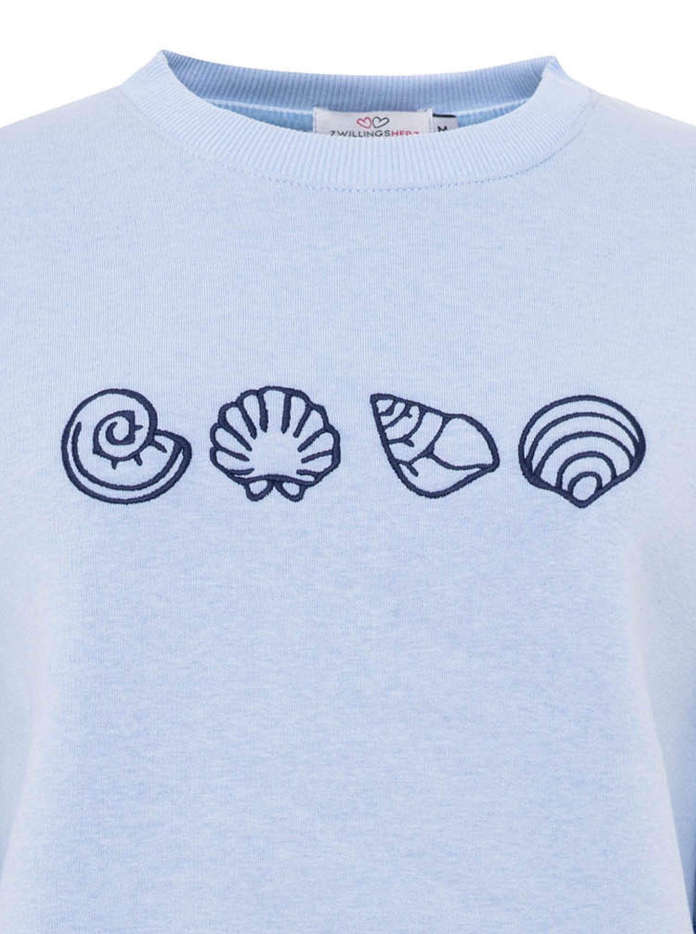 Zwillingsherz Hoodie »"Muscheln"«, Aufwendige Muschel-Stickerei auf der Vorderseite, Rundhals, Ankerpatch
