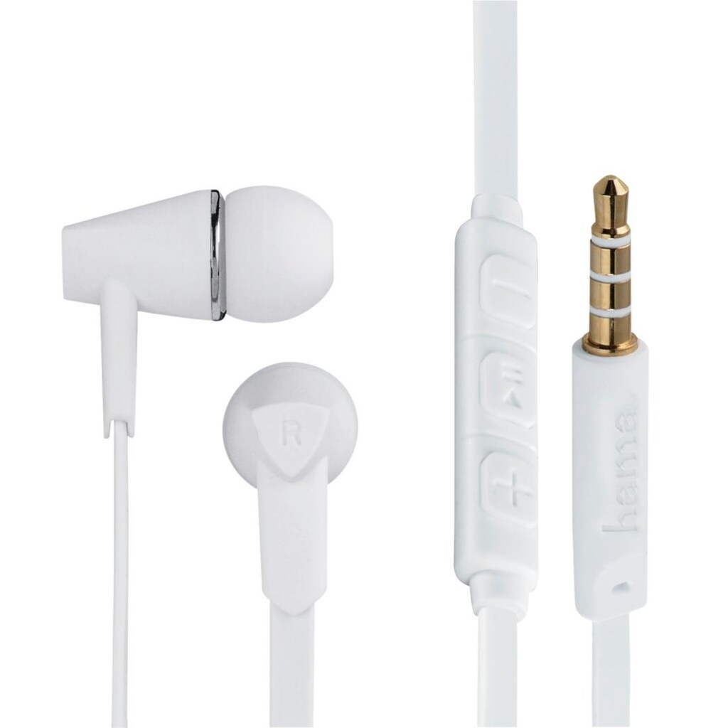 Hama In-Ear-Kopfhörer »Kopfhörer "Joy", In-Ear, Mikrofon, Flachbandkabel, Weiß Headset«