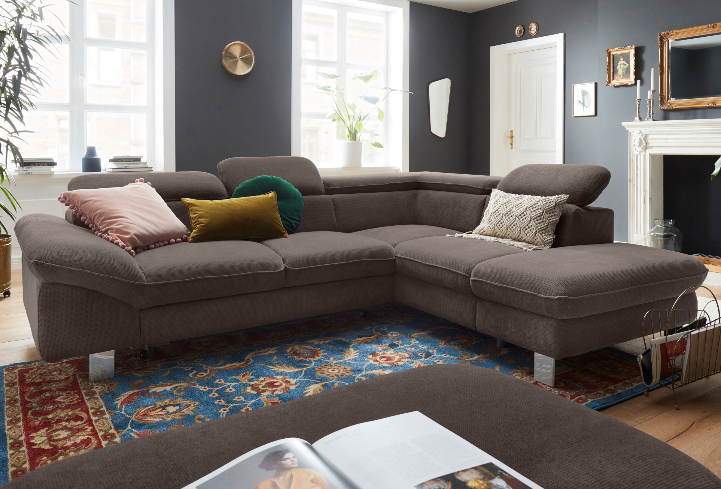 COTTA Polstergarnitur »Driver L-Form«, (Set, 2 tlg.), Set bestehend aus: Ecksofa mit Kopfteilverstellung & Hocker