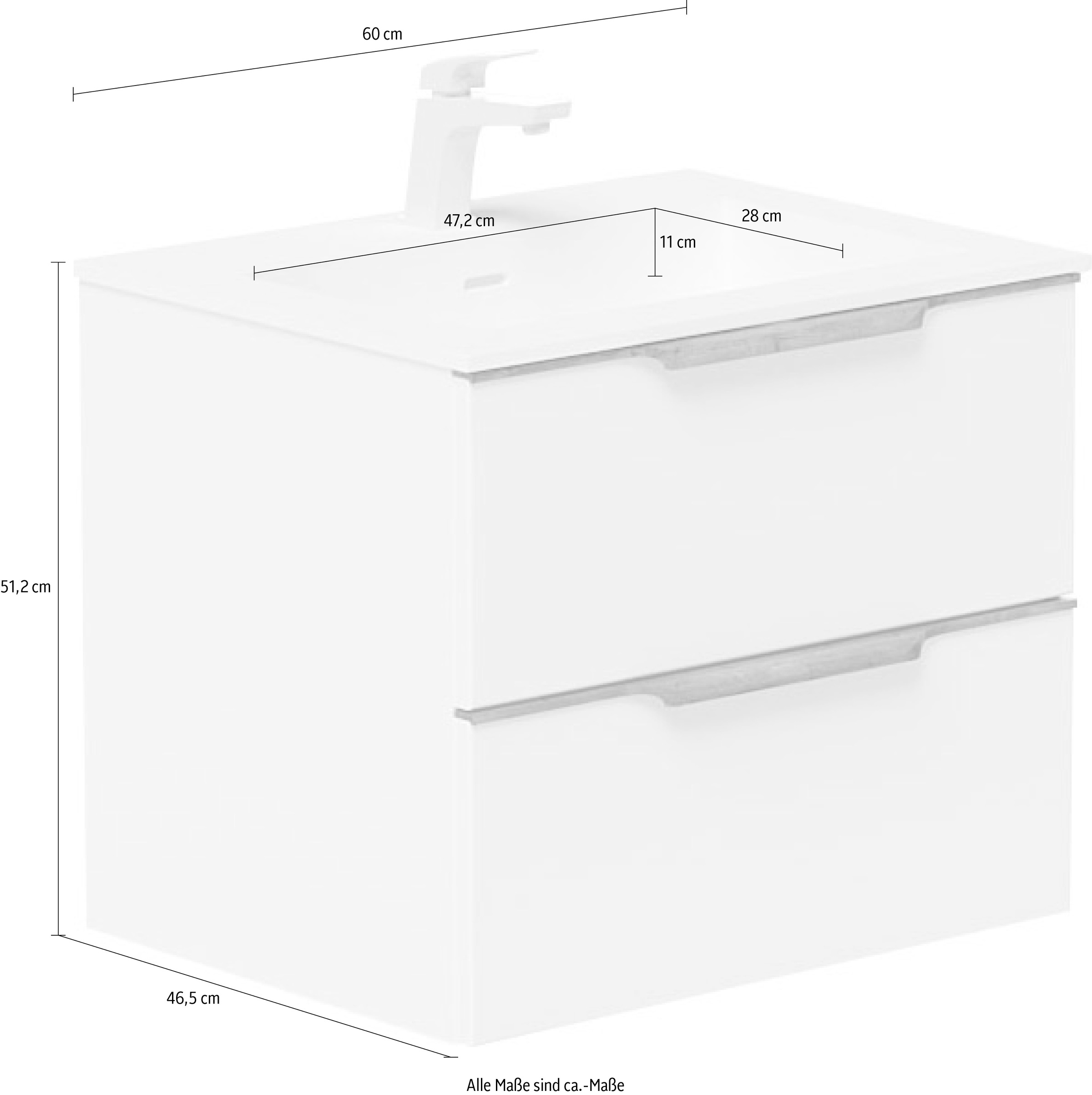 welltime Waschtisch »Amber« mit CORIAN-Acrylstein Waschbecken, massive Eichendetails