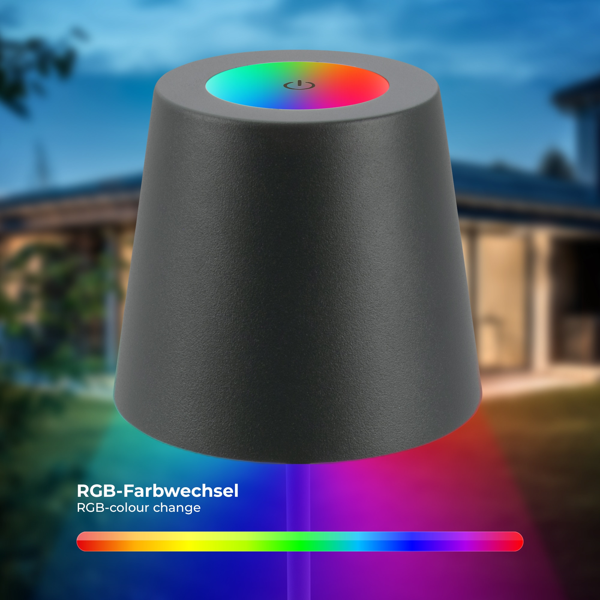 B.K.Licht Außen-Tischleuchte »BK_TL1593 Akku LED Tischlampe, 3-Stufen Touchdimmer, mit USB« LED-Modul 1 Stk. Extra-Warmweiß 2.700 K, 200 Lm, 2,5W, IP44, 12h Leuchtdauer, 36 x 10,5 cm, Anthrazit