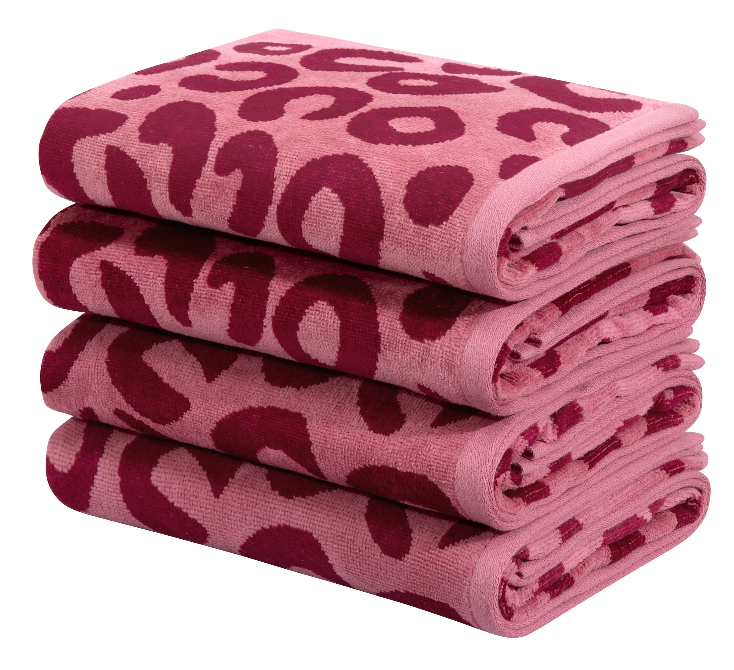 OTTO home Handtuch Set »Anna Leopardmuster, 4-tlg Handtuch-Set, 50x100cm, 100% Baumwolle« Handtücher, weich, saugstark, modern, Leo, Animal Print