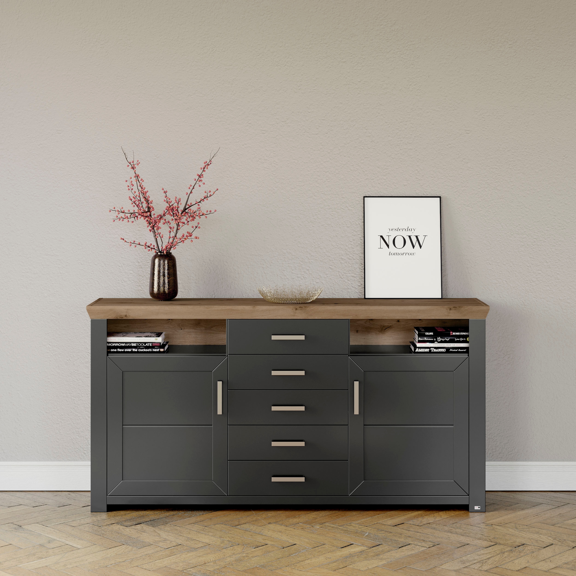 set one by Musterring Sideboard »York«, Typ 52, in 3 Farbvarianten, Landhaus-Stil, B 184 x H 95 cm