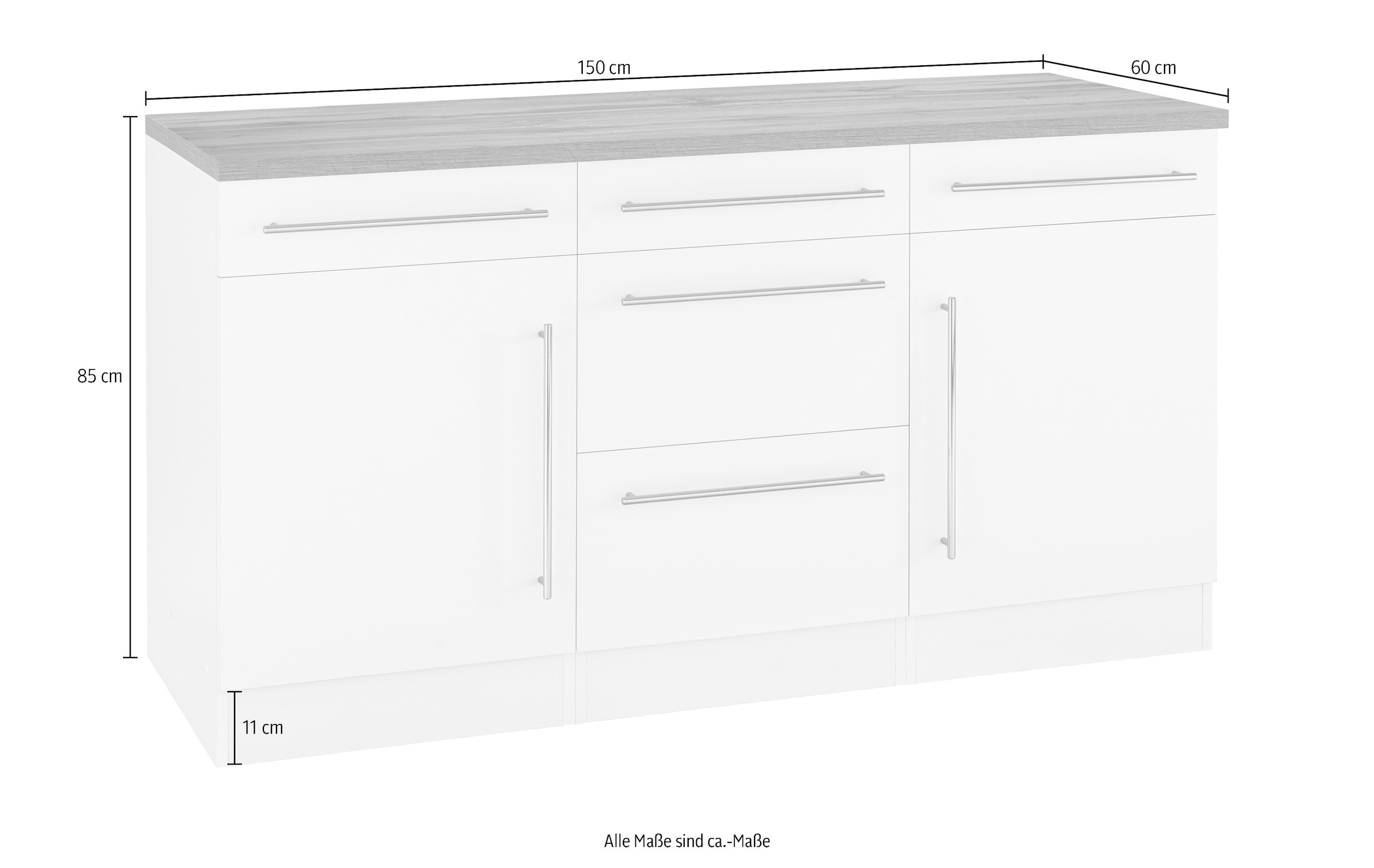 KOCHSTATION Unterschrank »KS-Samos«, Breite 150 cm