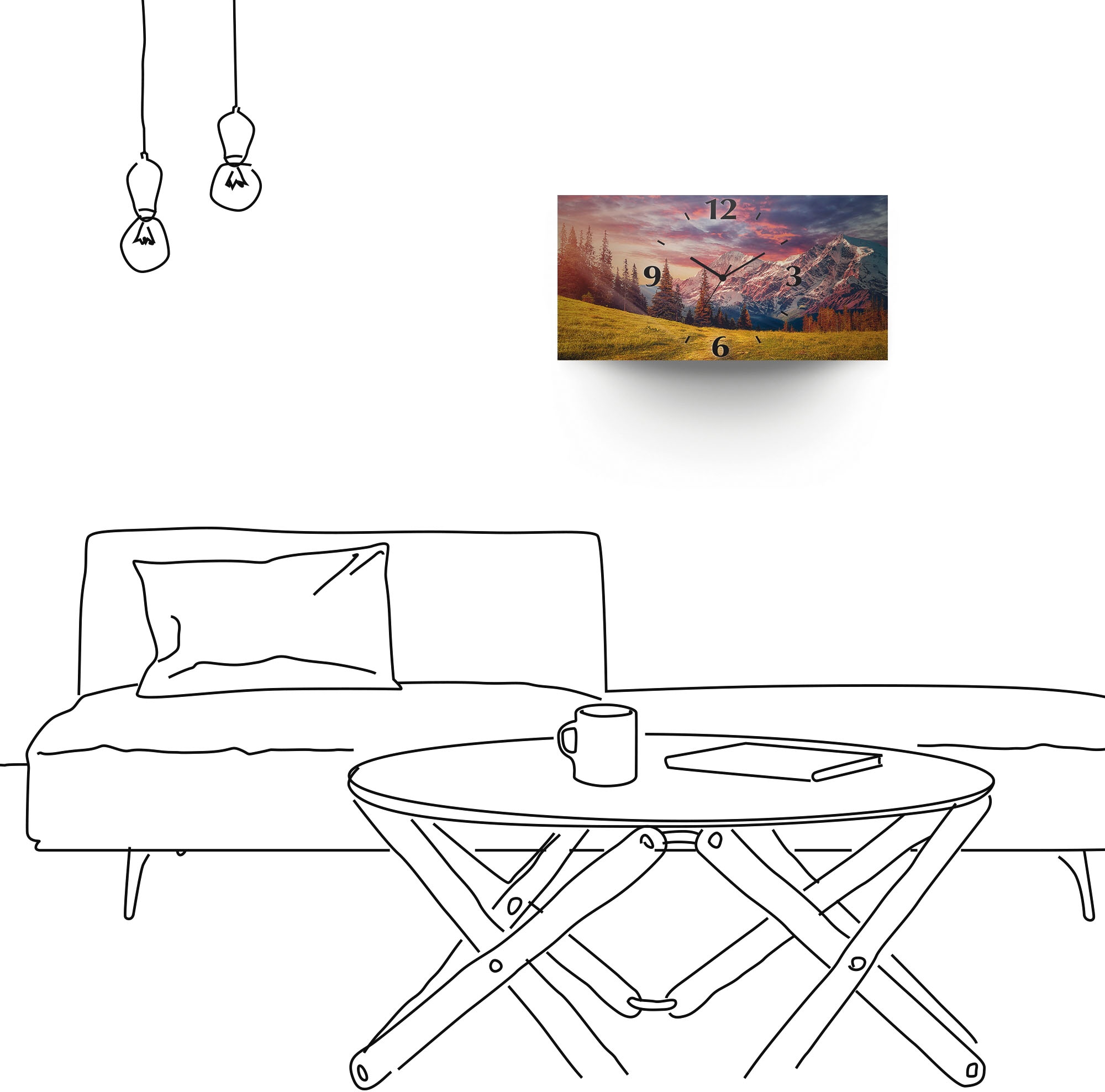 Artland Wanduhr »Alpines Hochland«, 3D Optik gebogen, mit Quarz- oder Funkuhrwerk, versch. Größen