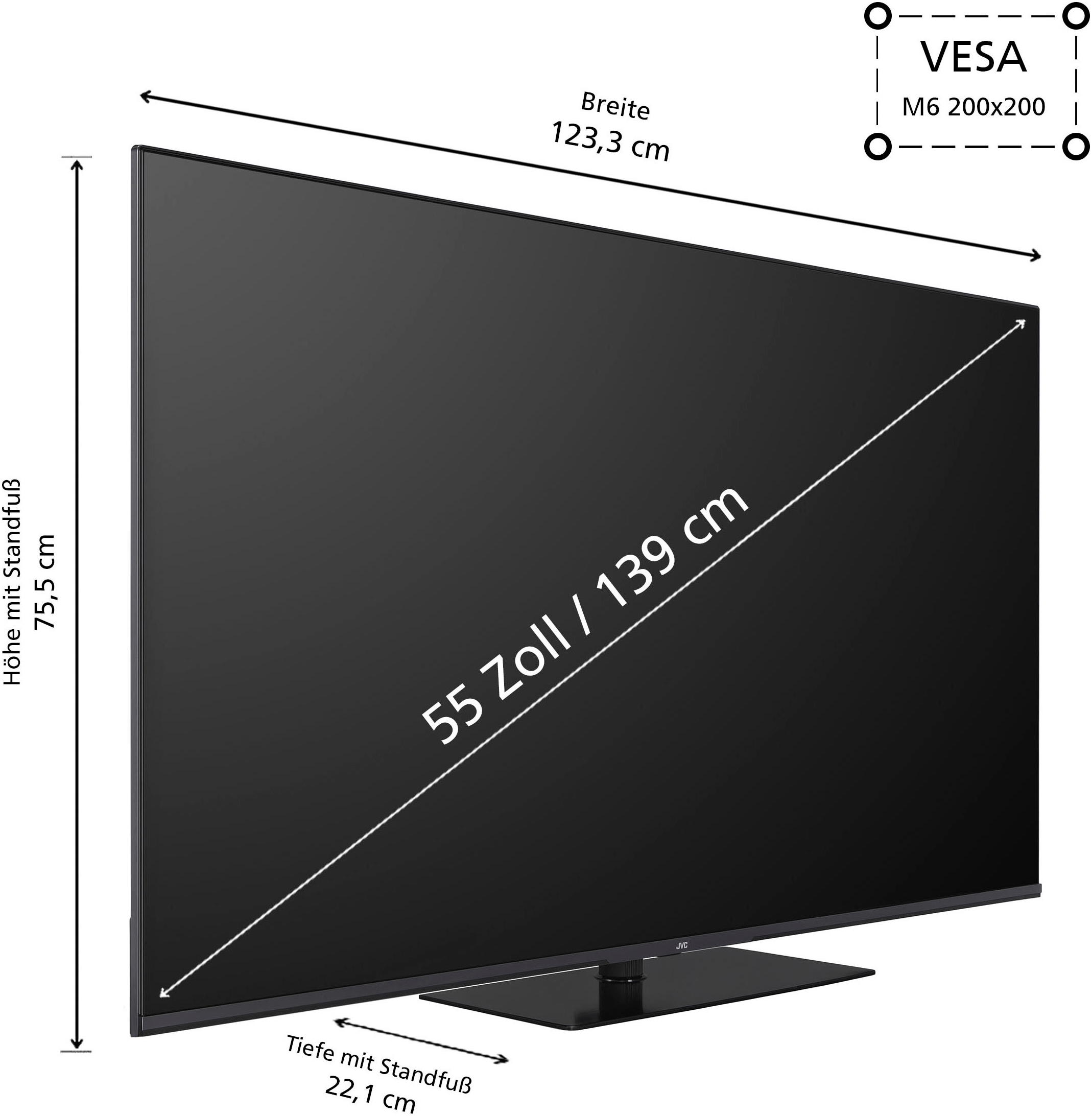 JVC QLED-Fernseher »LT-55VGQ8255«, 139 cm/55 Zoll, 4K Ultra HD, Google TV-Smart-TV