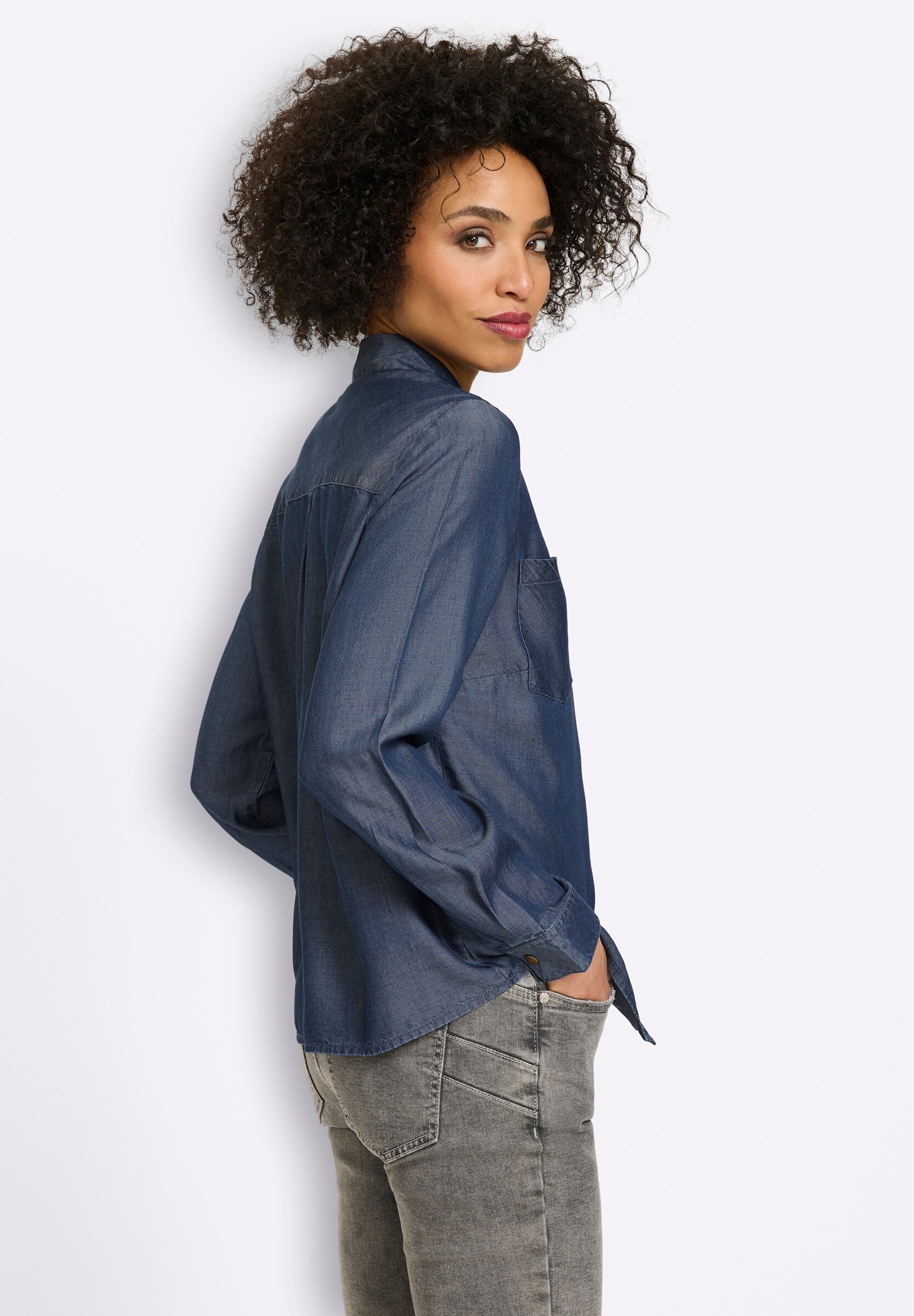 heine Hemdbluse »Hemdbluse Langarm-Bluse in Denim-Optik«