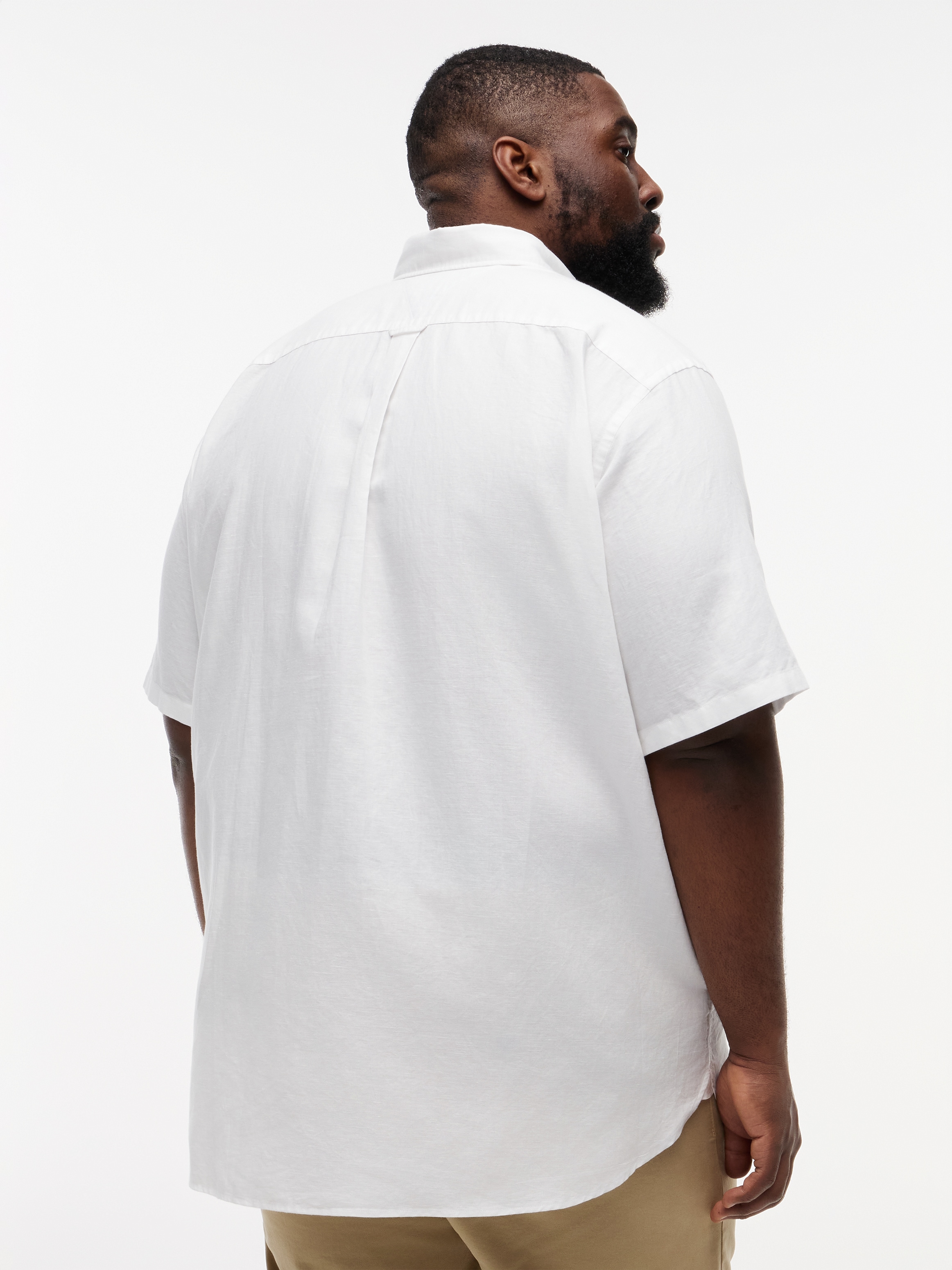 Tommy Hilfiger Big & Tall Kurzarmhemd »BT- LINEN BLND SOLID« Große Größen, Button-down-Kragen, regular fit