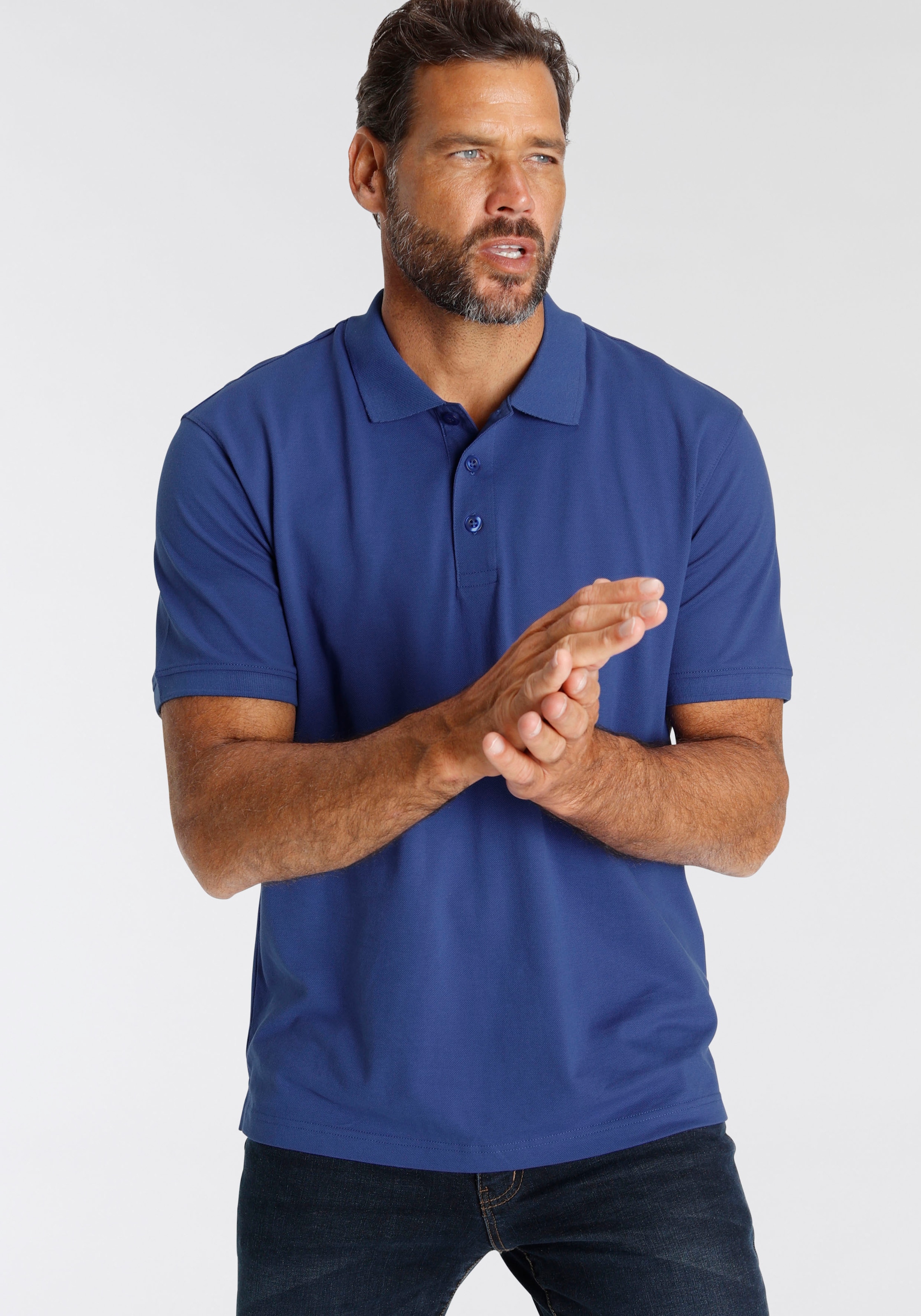 Man's World Poloshirt, Kurzarm, lockere Passform, unifarben