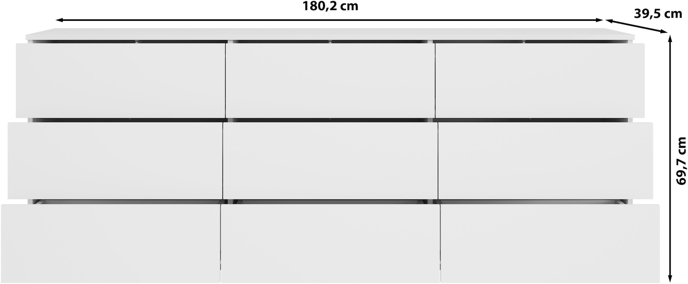 OTTO home Sideboard »Kenia, Kommode, 180 cm breit, mit 9 Schubladen« 1 Stk. tlg. Push-to-Open-System und großzügiger Stauraum