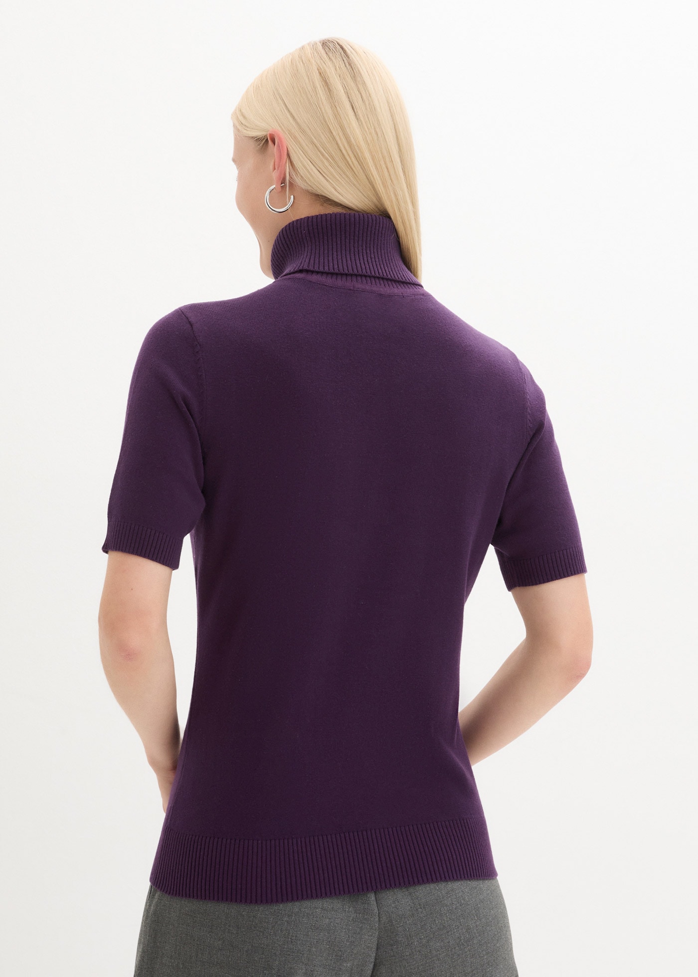 bonprix Kurzarmpullover »Rollkragenpullover, Kurzarm« im Feinstrick-Baumwoll-Mix, mit hohem Rollkragen