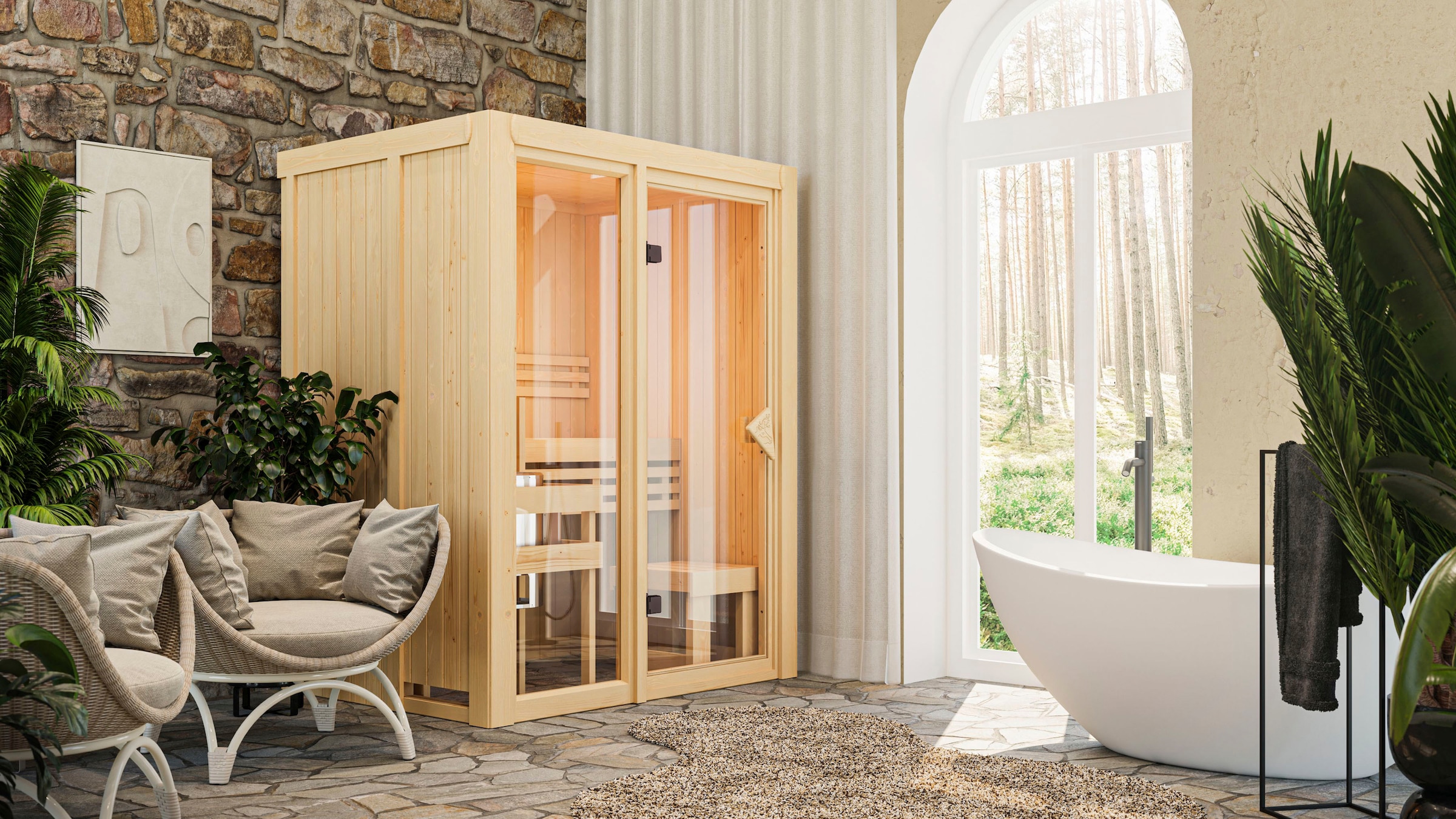 Karibu Sauna »Alani 1« Ofen 3,6 kW Bio-Ofen externe Strg. easy