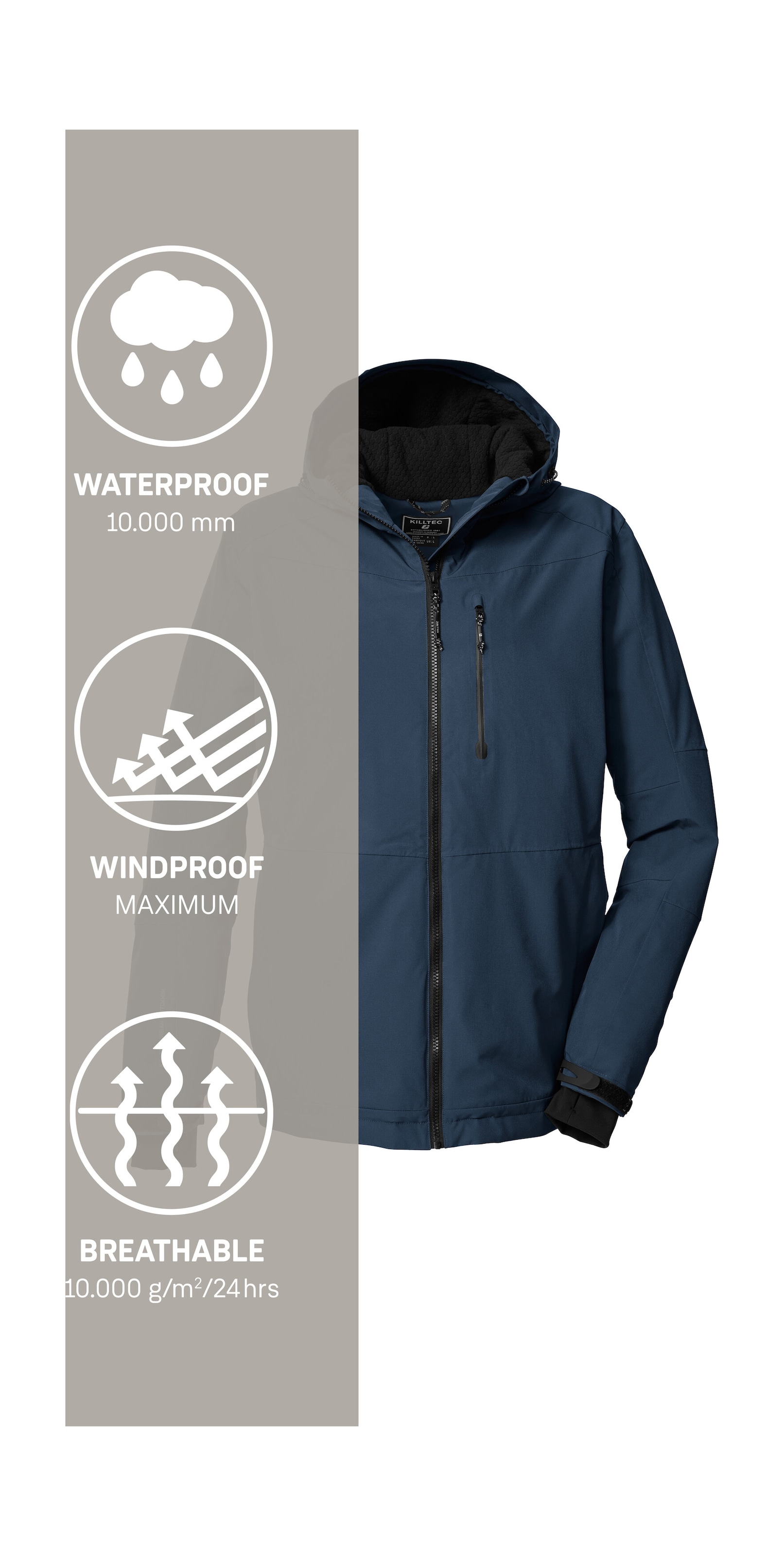 Killtec Funktionsjacke »KOW 81 MN JCKT« Wasser- und winddichte Herrenjacke mit verstellbarer Kapuze