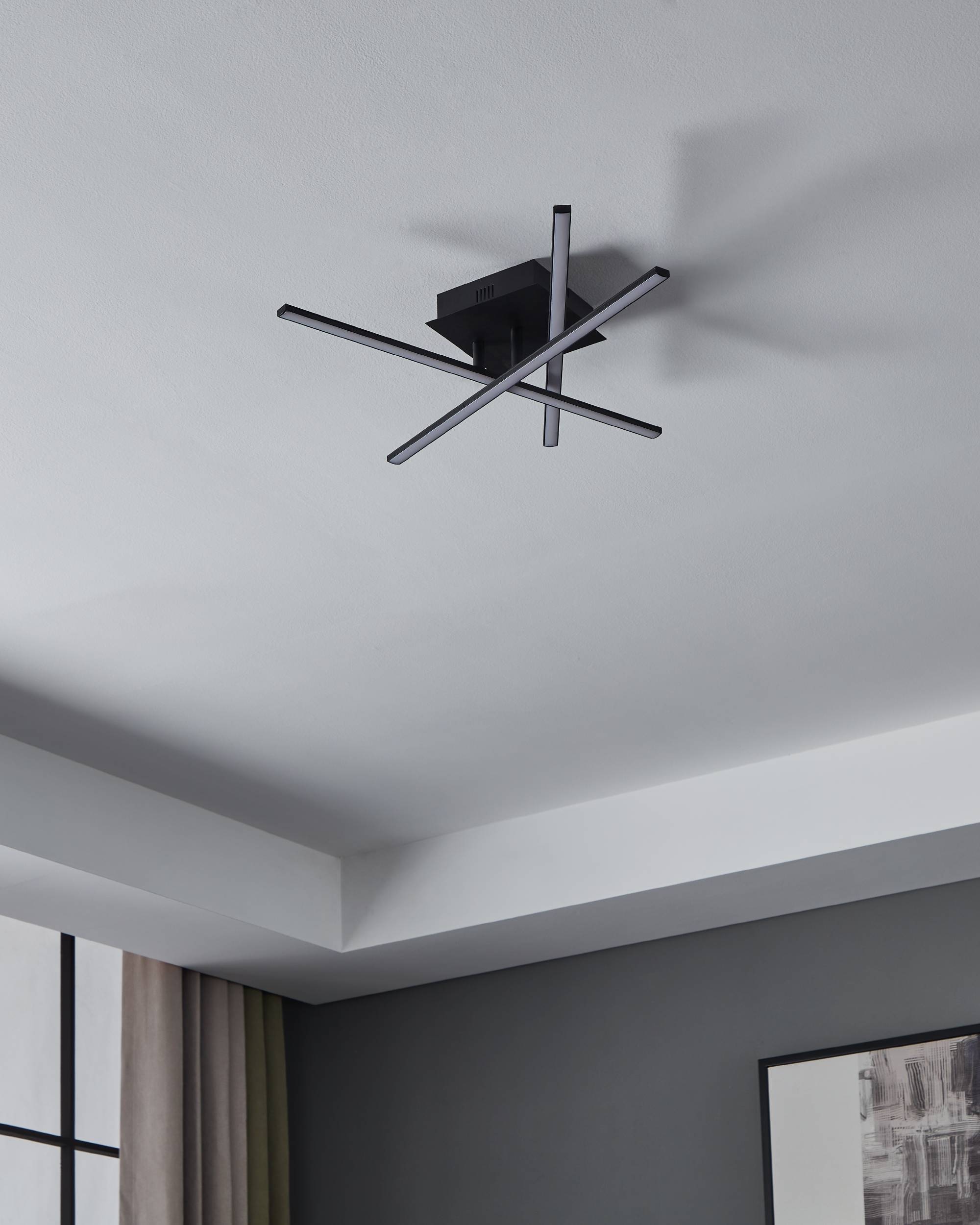 EGLO Deckenleuchte »Lasana 3 Deckenlampe, Wohnzimmerlampe, Stahl und Kunststoff, Lampe« LED-Modul 1 Stk. Warmweiß Wandlampe, Deckenlampe, Schwarz, Weiß, Wohnzimmerlampe, L 50 cm